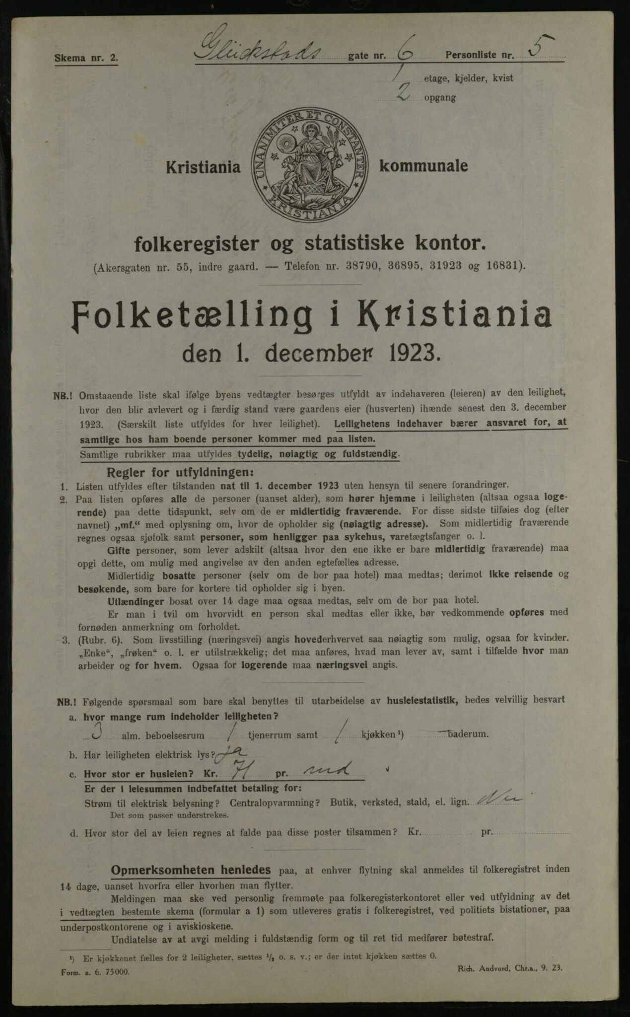 OBA, Kommunal folketelling 1.12.1923 for Kristiania, 1923, s. 33416