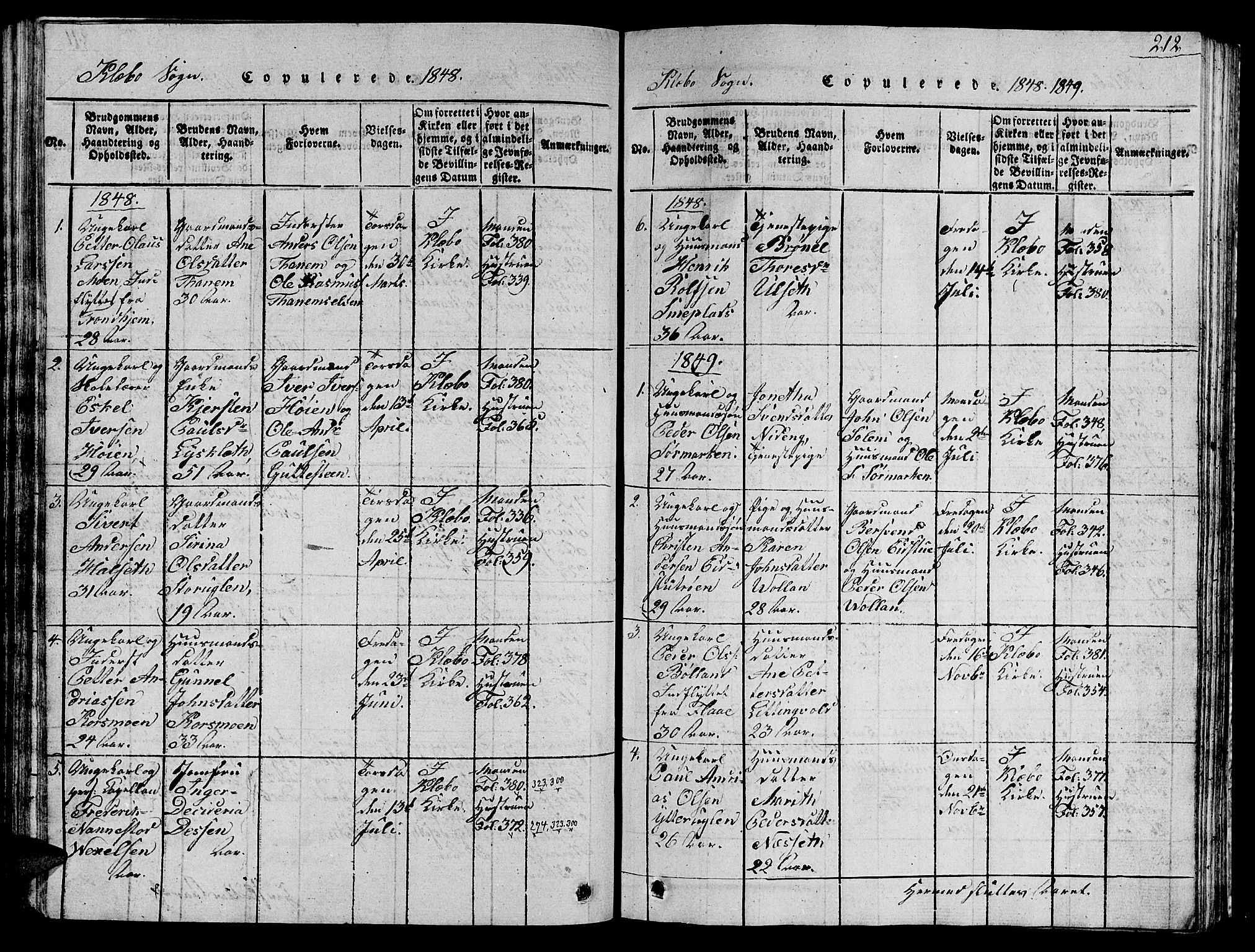 Ministerialprotokoller, klokkerbøker og fødselsregistre - Sør-Trøndelag, AV/SAT-A-1456/618/L0450: Klokkerbok nr. 618C01, 1816-1865, s. 212