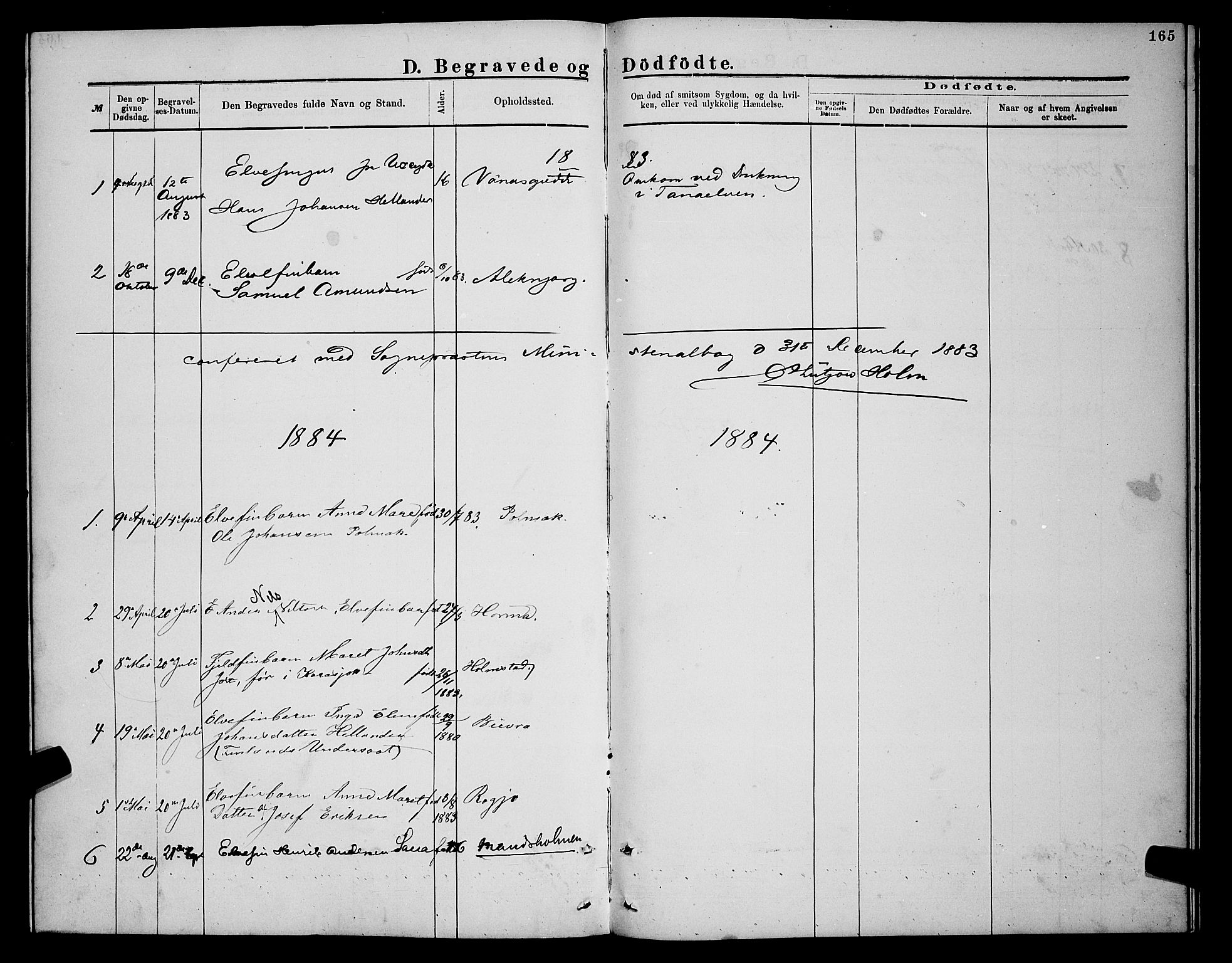 Nesseby sokneprestkontor, AV/SATØ-S-1330/H/Hb/L0007klokker: Klokkerbok nr. 7, 1877-1884, s. 165