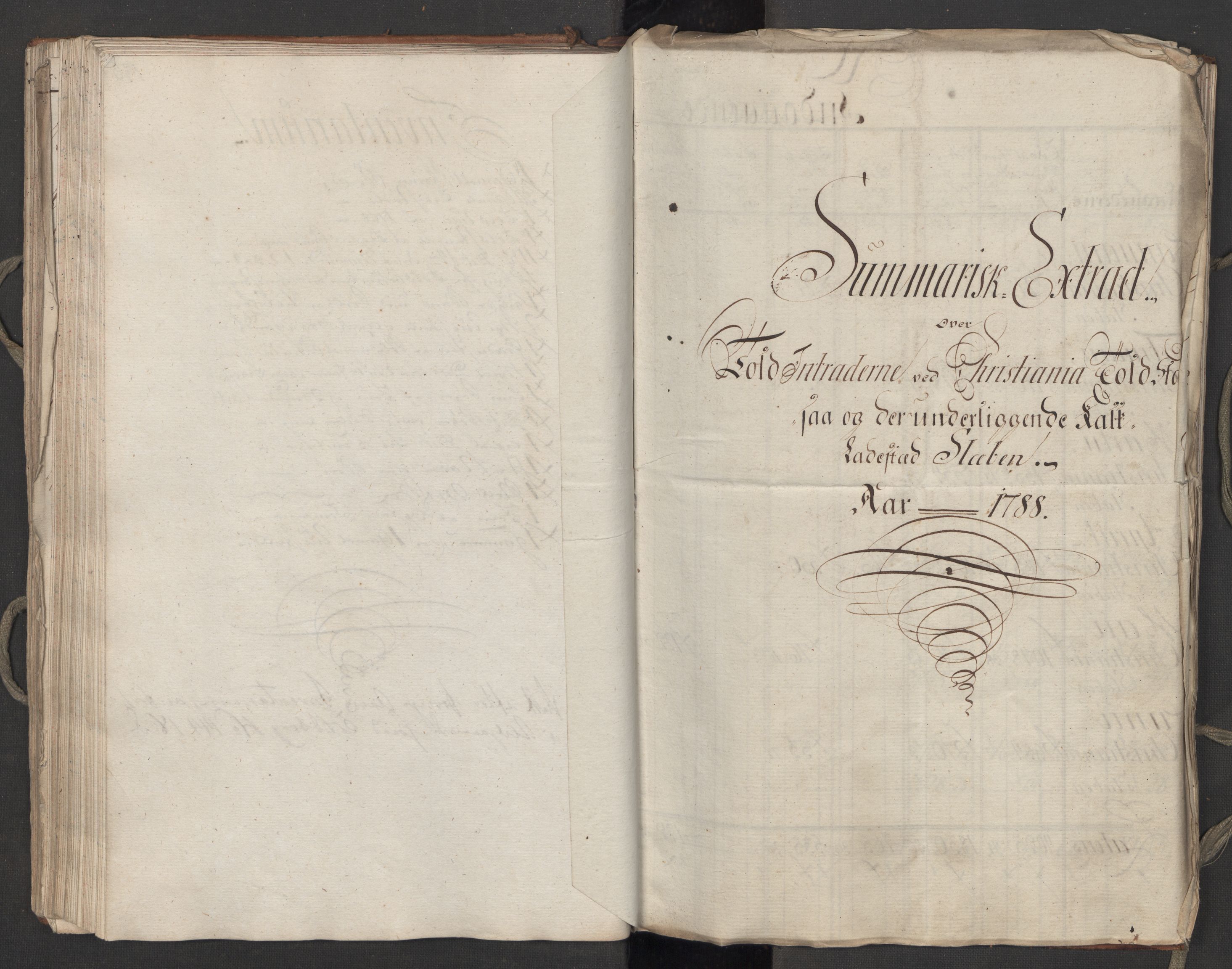 Generaltollkammeret, tollregnskaper, AV/RA-EA-5490/R06/L0174/0001: Tollregnskaper Kristiania / Utgående hovedtollbok, 1788