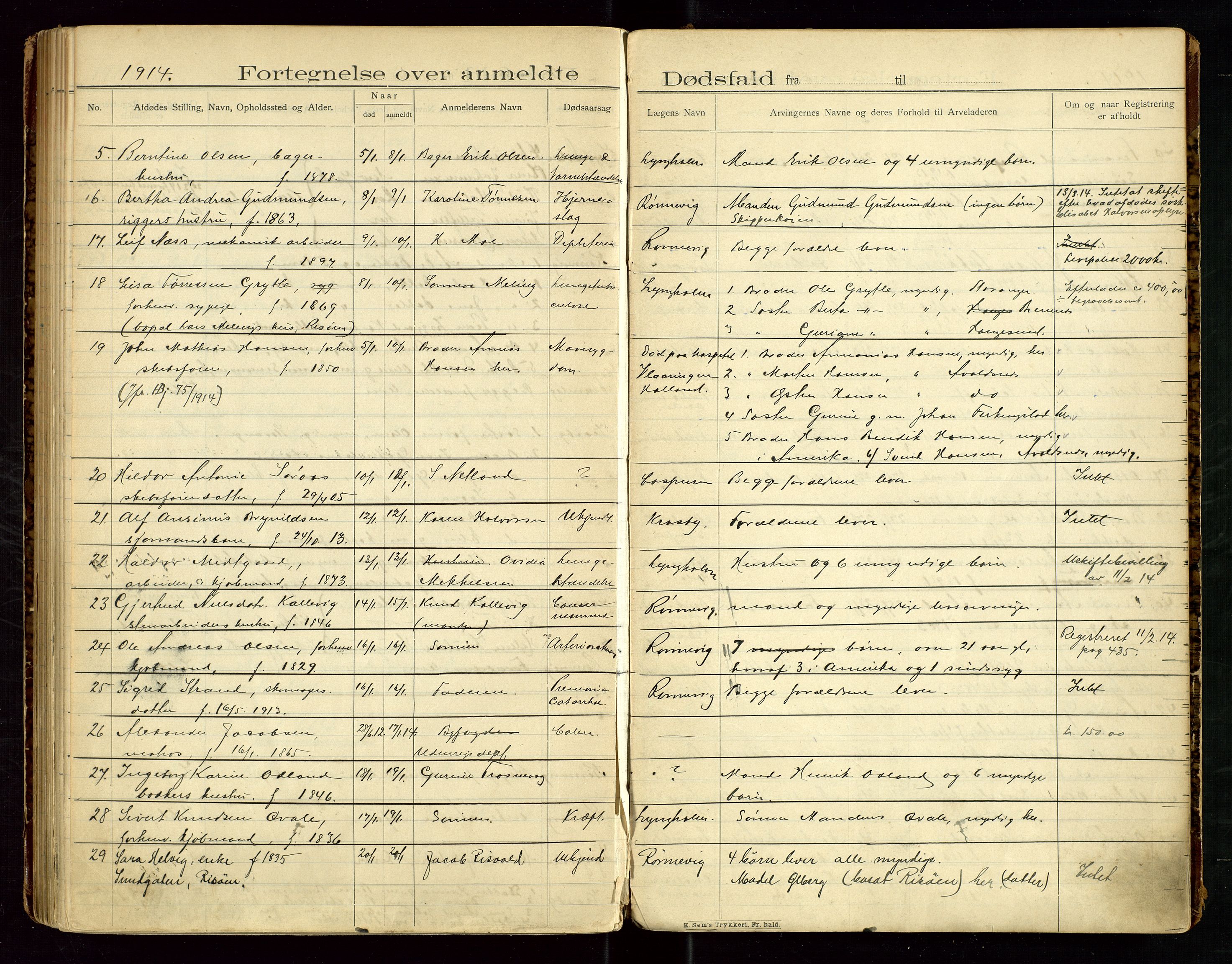 Haugesund tingrett, AV/SAST-A-101415/01/IV/IVJ/L0004: Dødsfallsprotokoll, 1907-1914