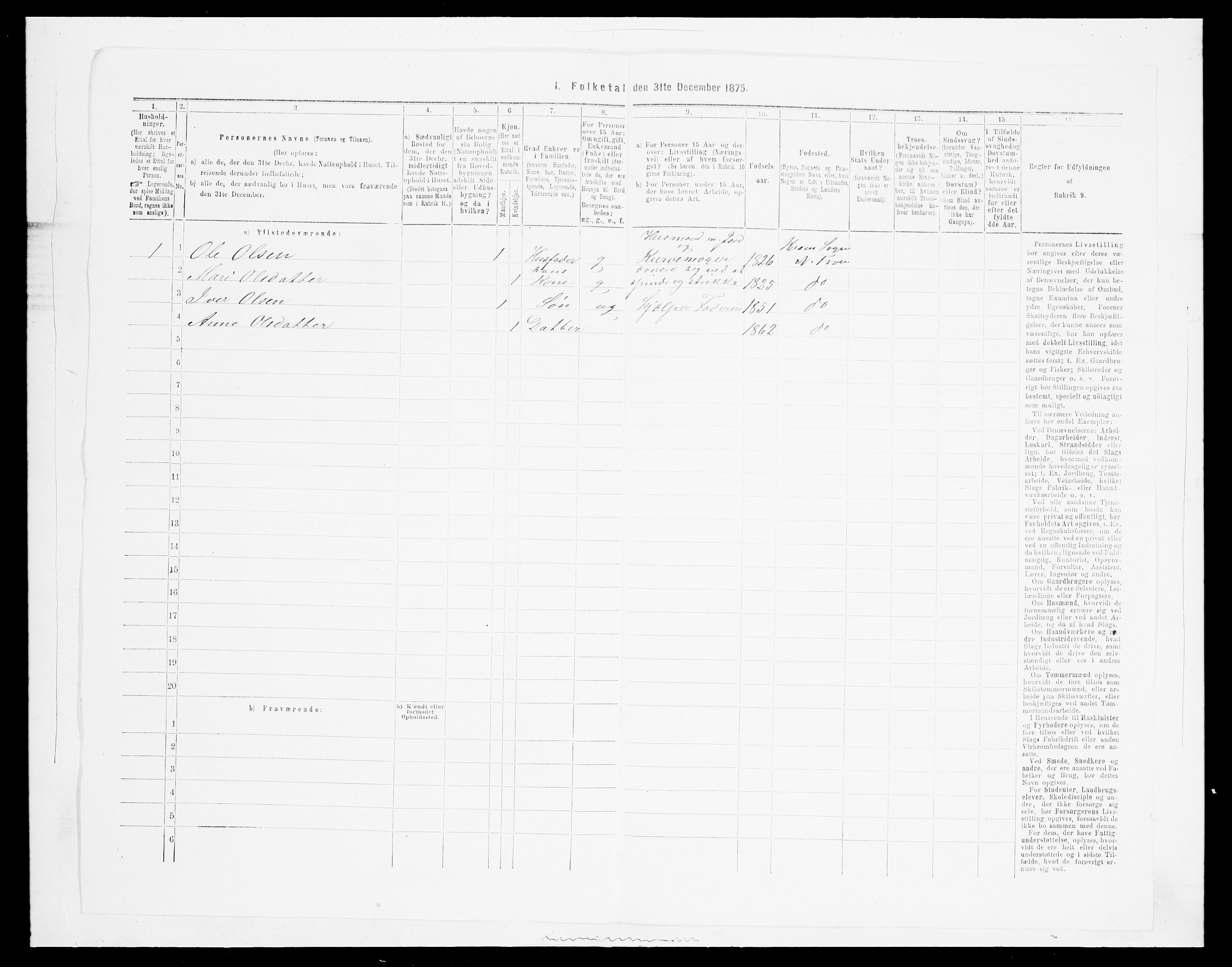 SAH, Folketelling 1875 for 0518P Nord-Fron prestegjeld, 1875, s. 1406