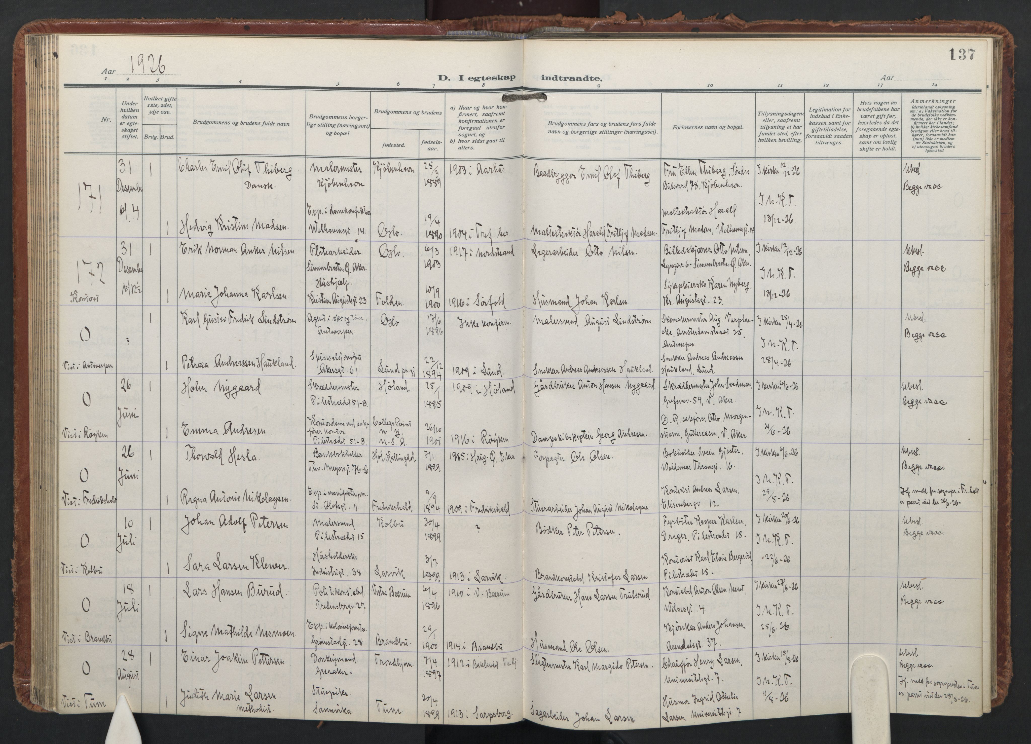 Trefoldighet prestekontor Kirkebøker, SAO/A-10882/F/Fc/L0009: Ministerialbok nr. III 9, 1922-1936, s. 137