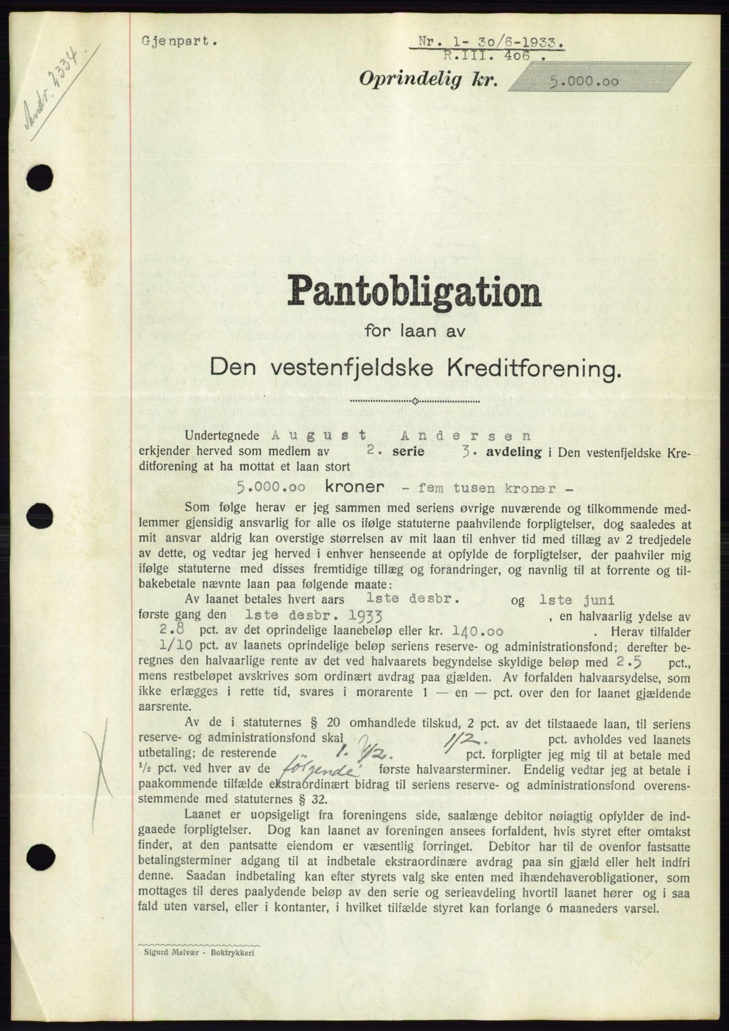 Ålesund byfogd, AV/SAT-A-4384: Pantebok nr. 30, 1932-1933, Tingl.dato: 30.06.1933