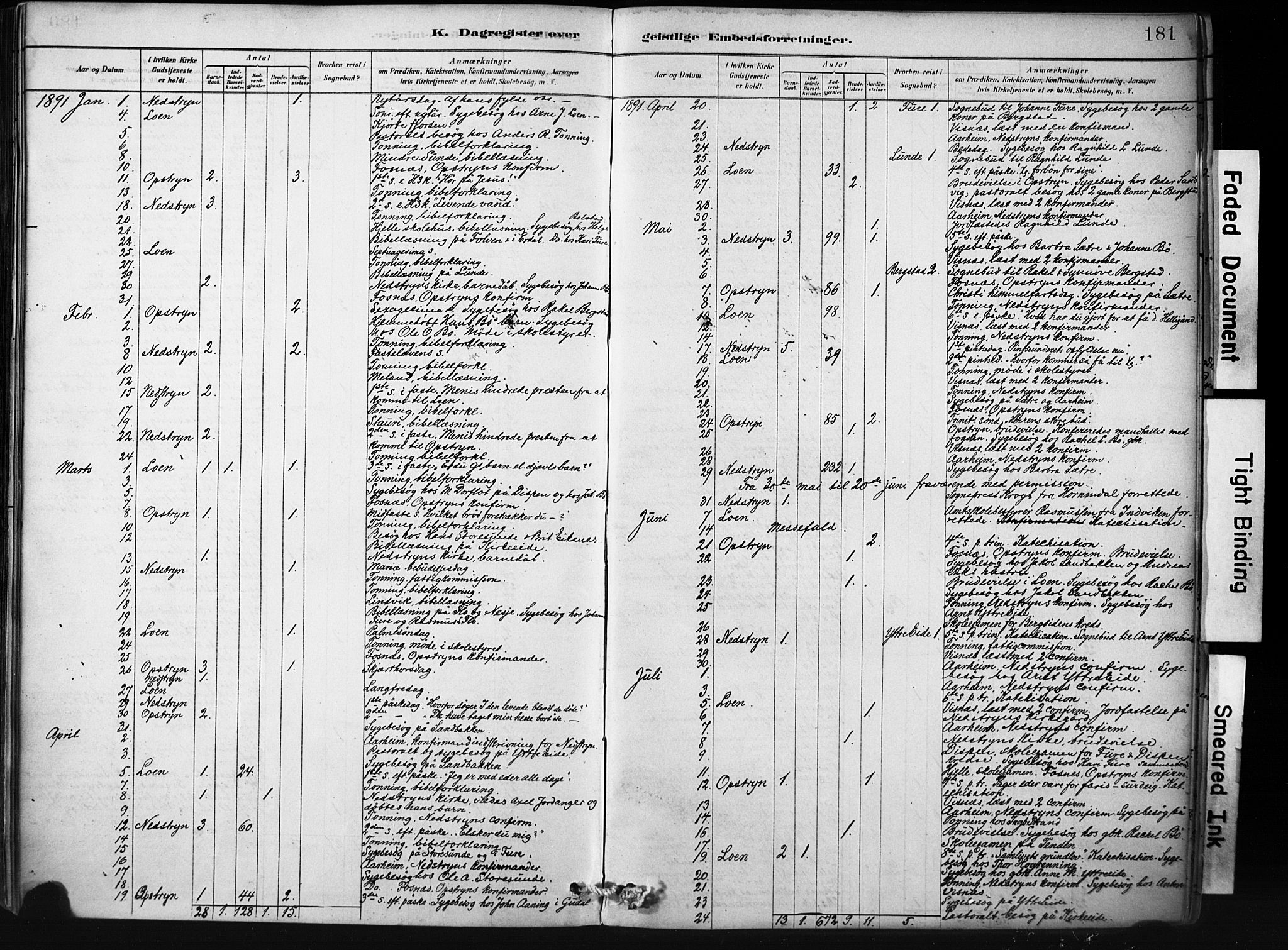 Stryn Sokneprestembete, AV/SAB-A-82501: Ministerialbok nr. D 1, 1878-1907, s. 181
