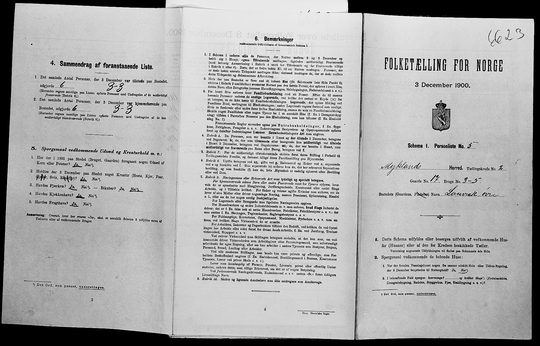 SAK, Folketelling 1900 for 0932 Mykland herred, 1900, s. 93