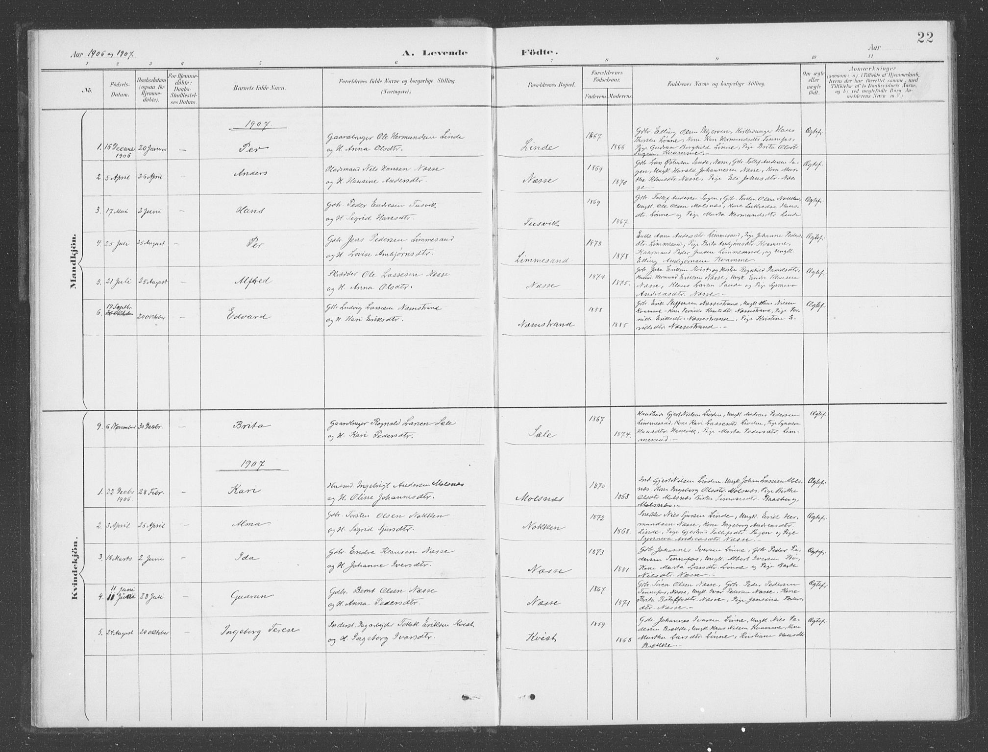 Balestrand sokneprestembete, SAB/A-79601: Ministerialbok nr. D  2, 1891-1907, s. 22