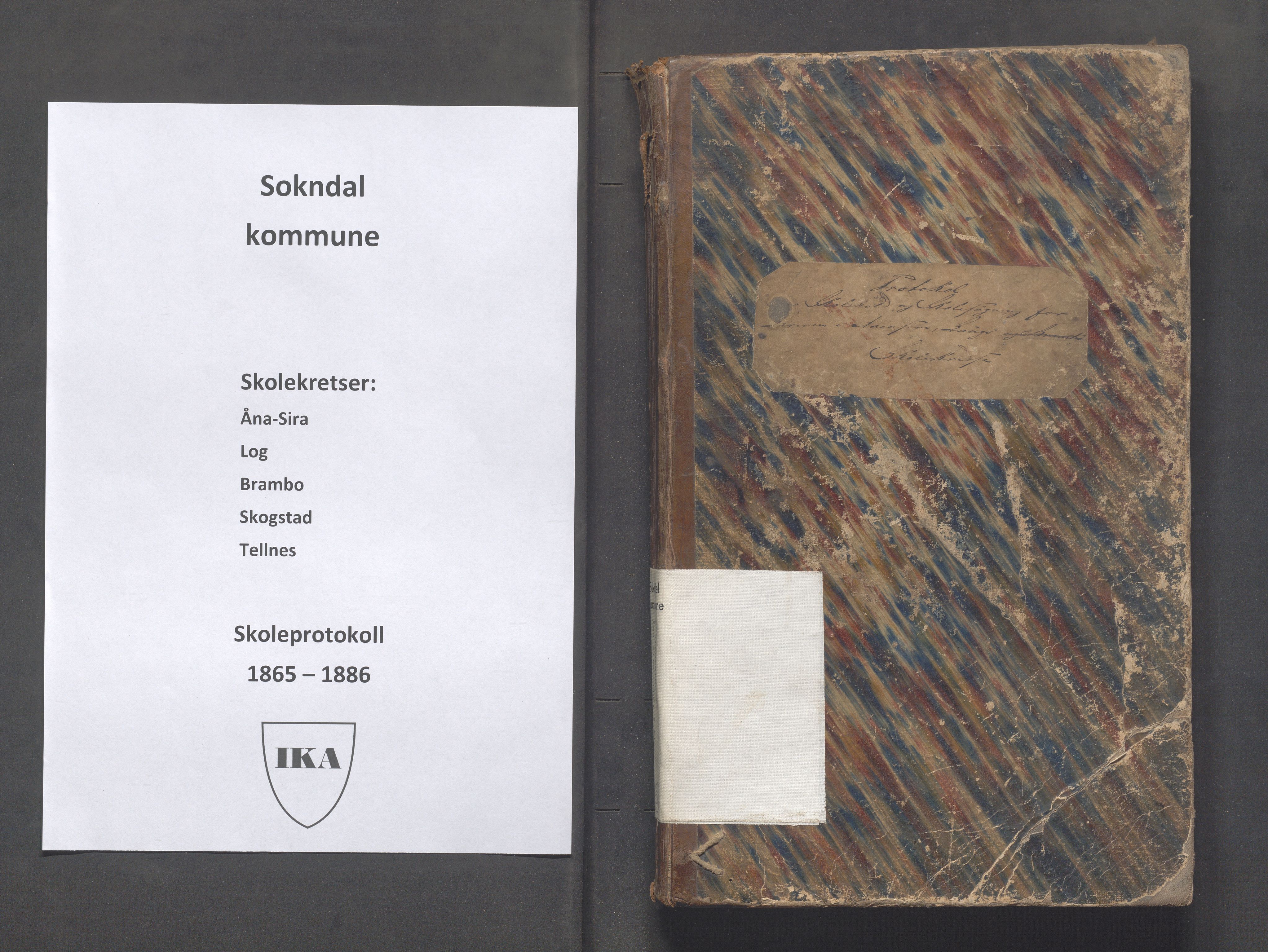 Sokndal kommune- Skolestyret/Skolekontoret, IKAR/K-101142/H/L0010: Skoleprotokoll - Åna-Sira, Log, Brambo,Skogstad,Tellnes, 1865-1886