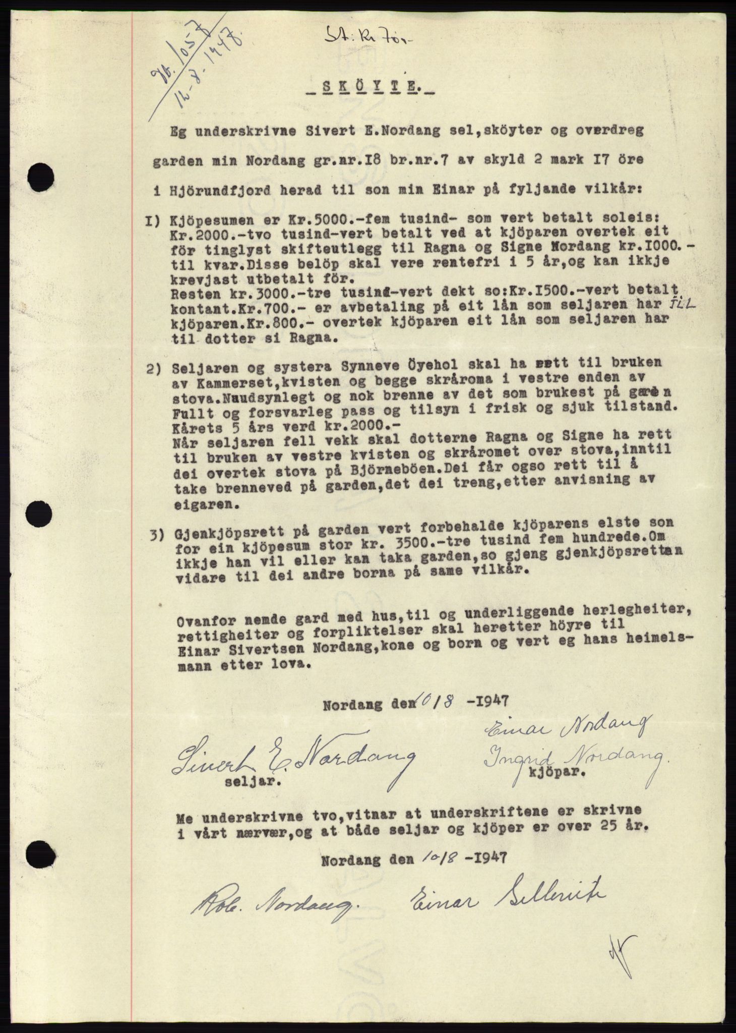 Søre Sunnmøre sorenskriveri, AV/SAT-A-4122/1/2/2C/L0081: Pantebok nr. 7A, 1947-1948, Dagboknr: 1057/1947