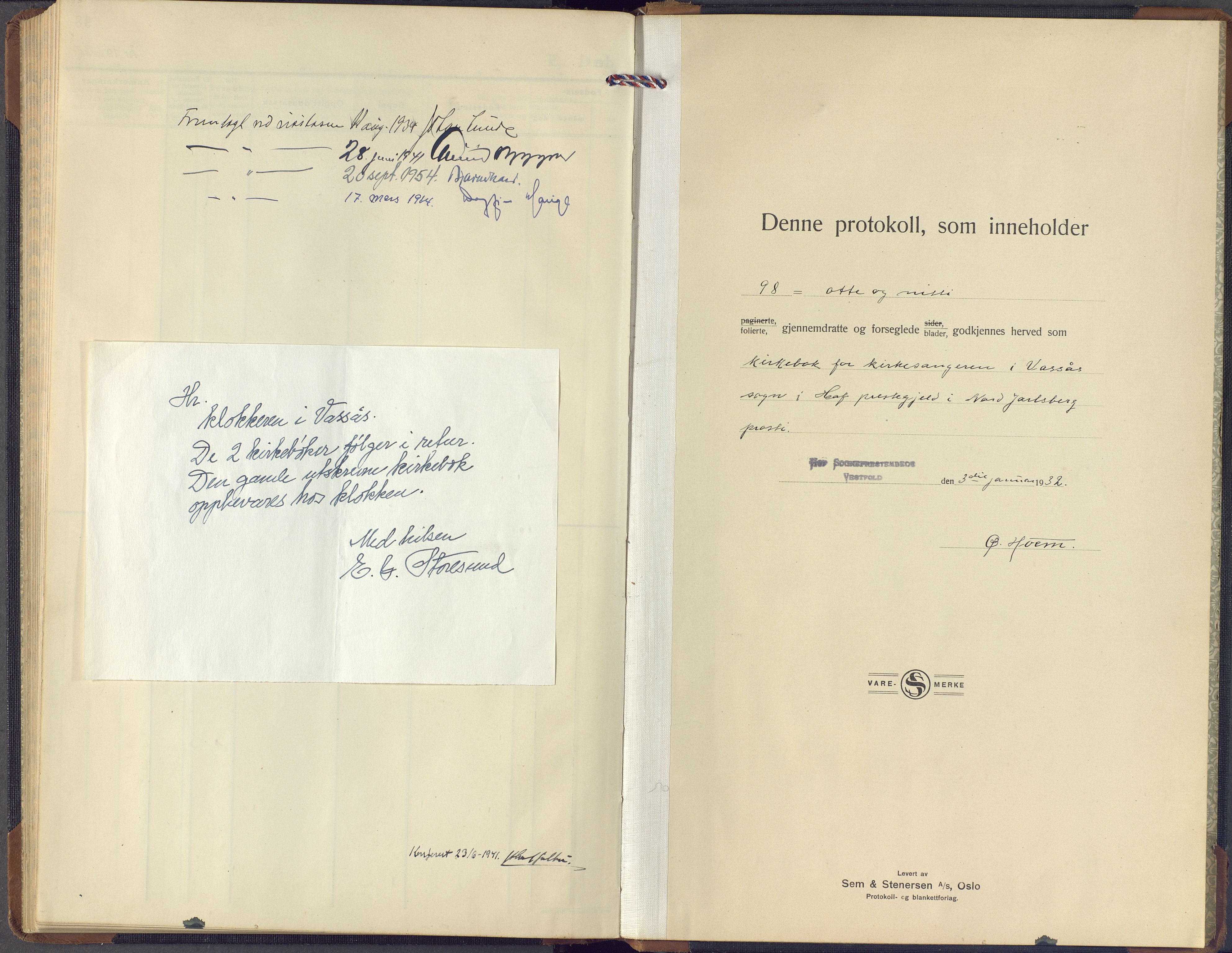 Hof kirkebøker, SAKO/A-64/F/Fb/L0002: Ministerialbok nr. II 2, 1932-1959