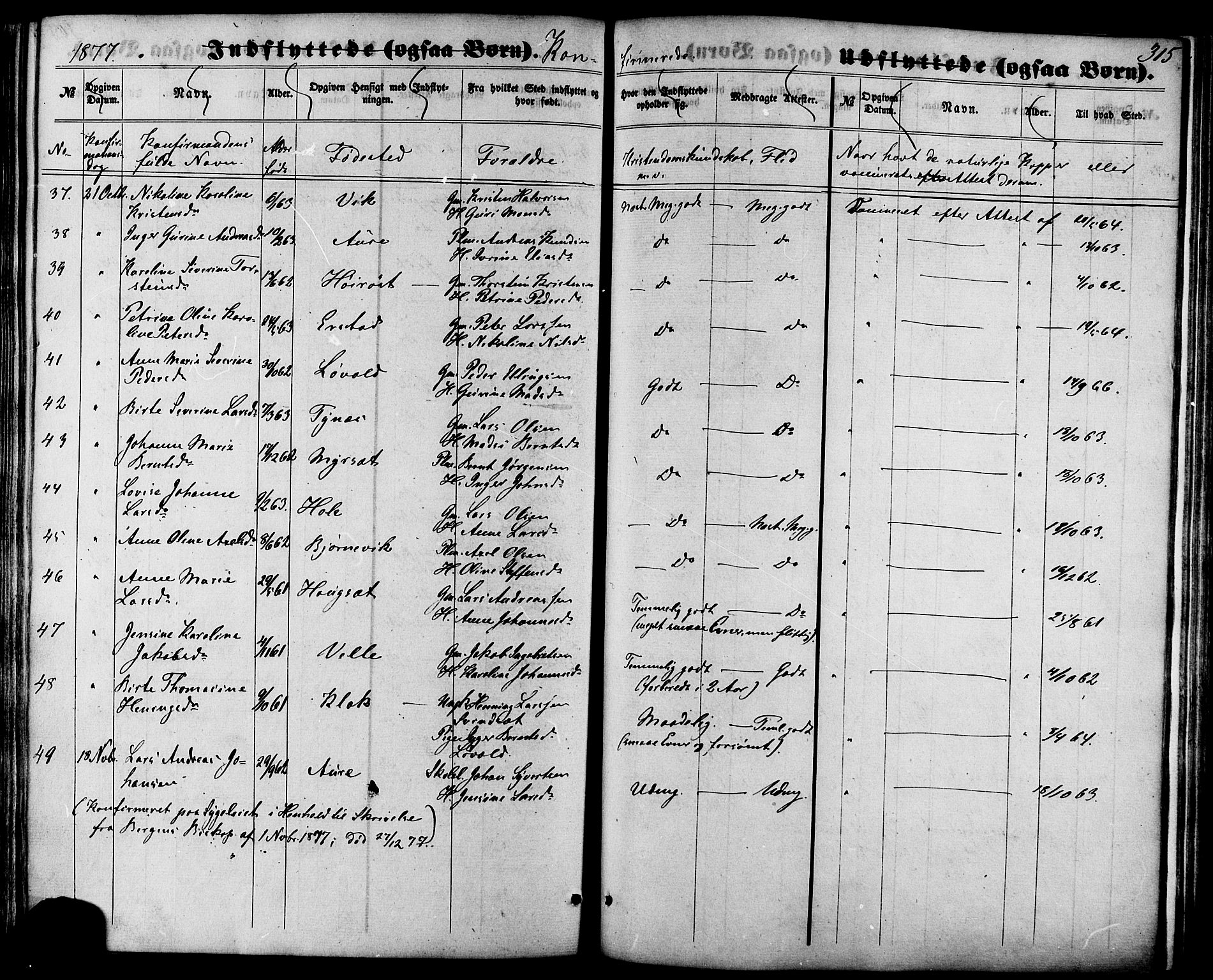 Ministerialprotokoller, klokkerbøker og fødselsregistre - Møre og Romsdal, AV/SAT-A-1454/522/L0314: Ministerialbok nr. 522A09, 1863-1877, s. 315