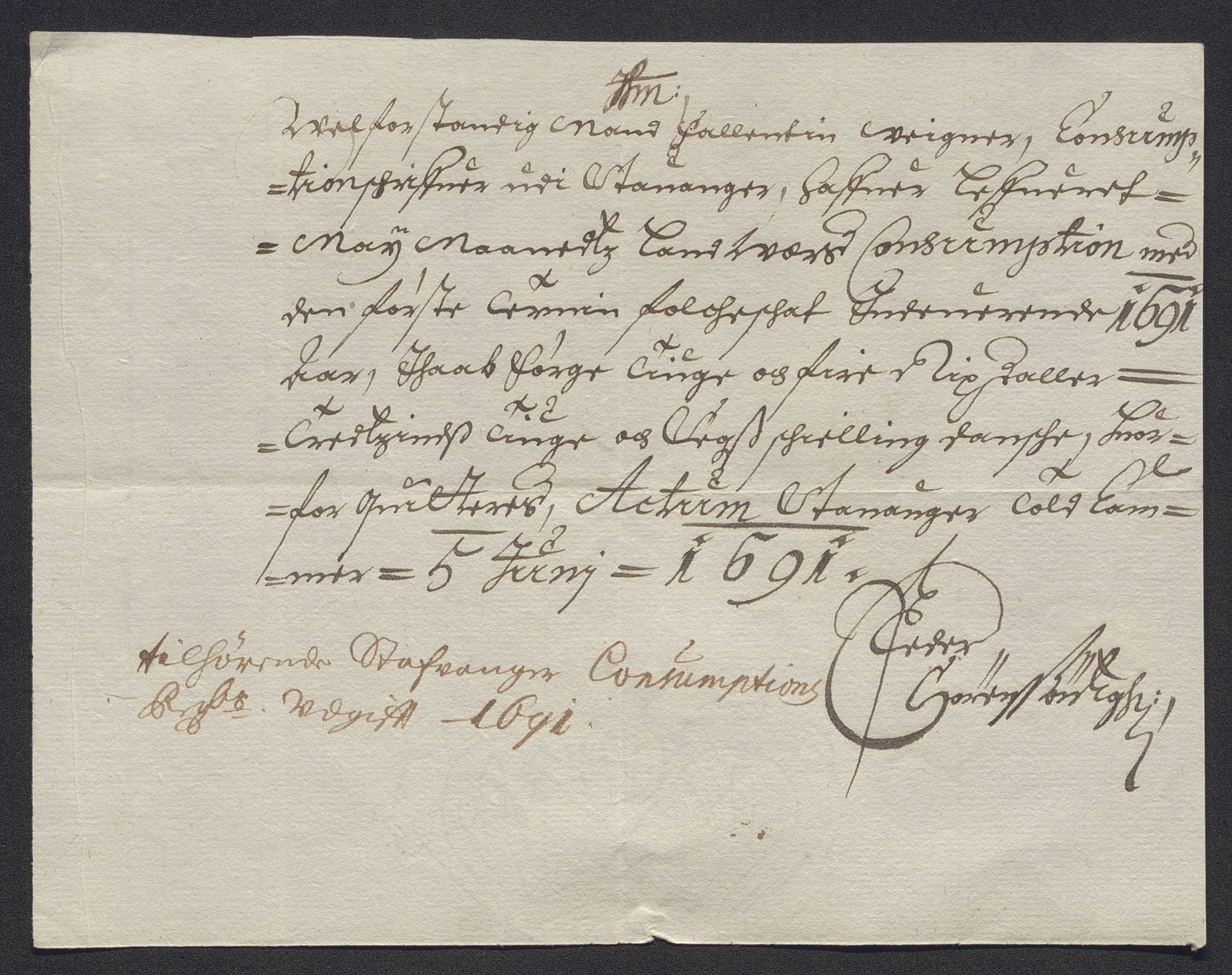 Rentekammeret inntil 1814, Reviderte regnskaper, Byregnskaper, AV/RA-EA-4066/R/Ro/L0333: [O25] Konsumpsjonsregnskap, 1690-1704, s. 3