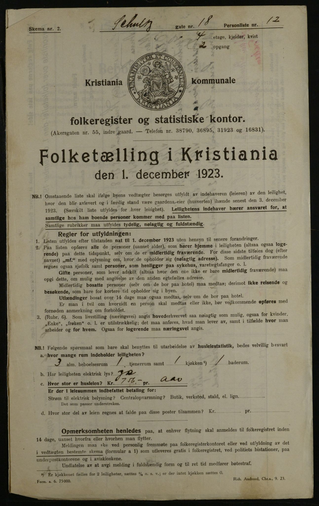 OBA, Kommunal folketelling 1.12.1923 for Kristiania, 1923, s. 100674