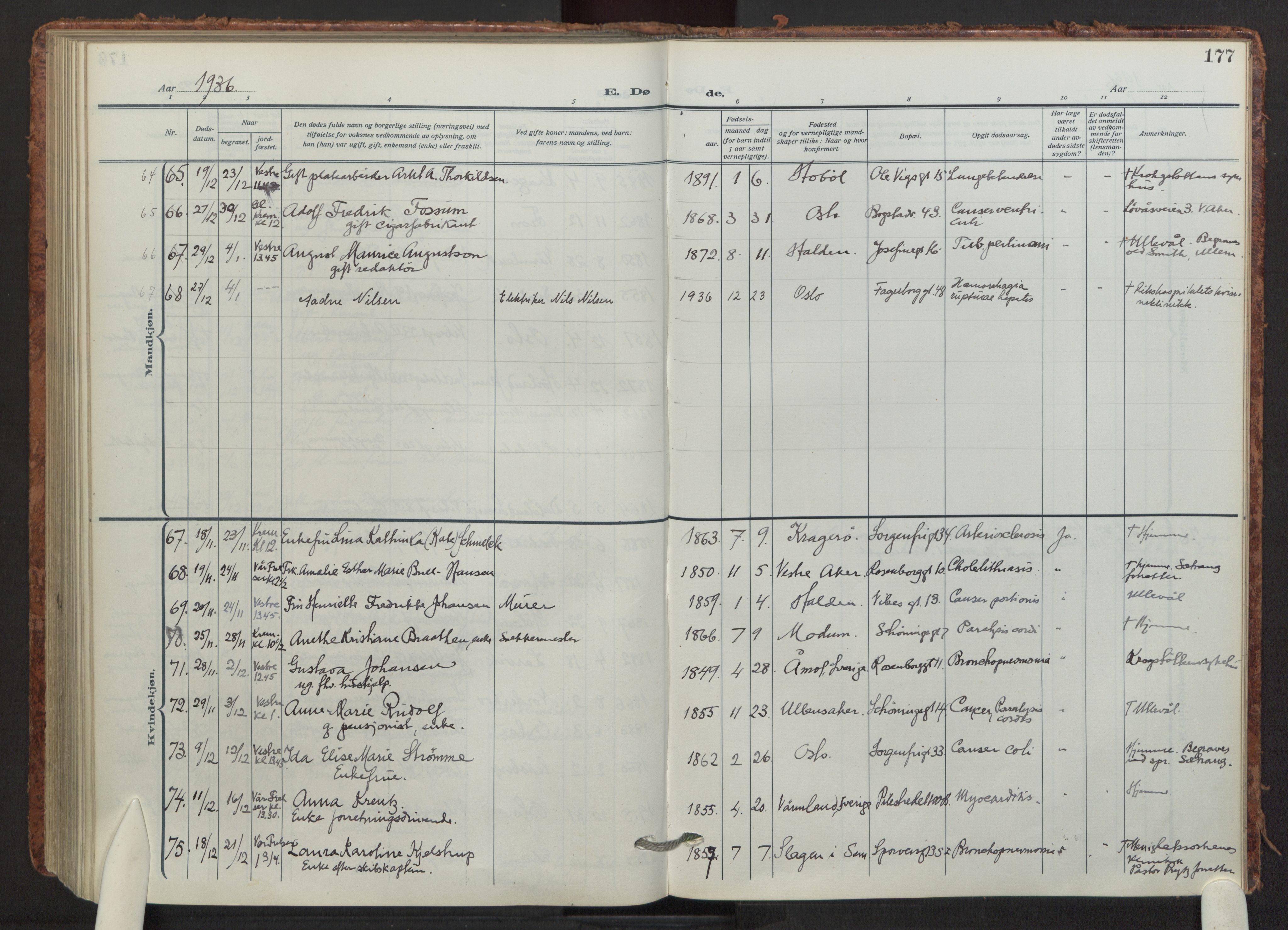 Fagerborg prestekontor Kirkebøker, AV/SAO-A-10844/F/Fa/L0008: Ministerialbok nr. 8, 1917-1938, s. 177