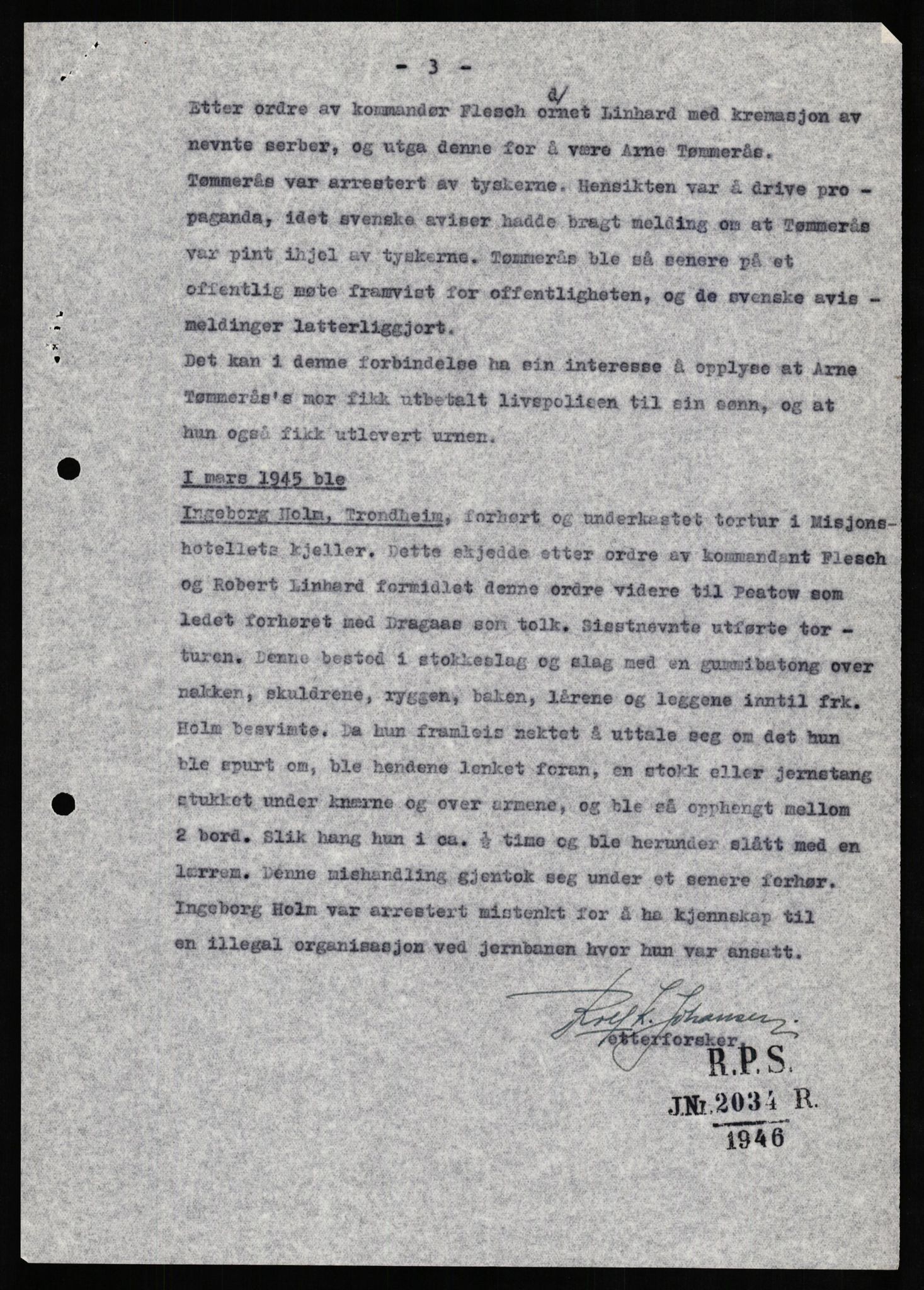 Forsvaret, Forsvarets overkommando II, AV/RA-RAFA-3915/D/Db/L0020: CI Questionaires. Tyske okkupasjonsstyrker i Norge. Tyskere., 1945-1946, s. 209