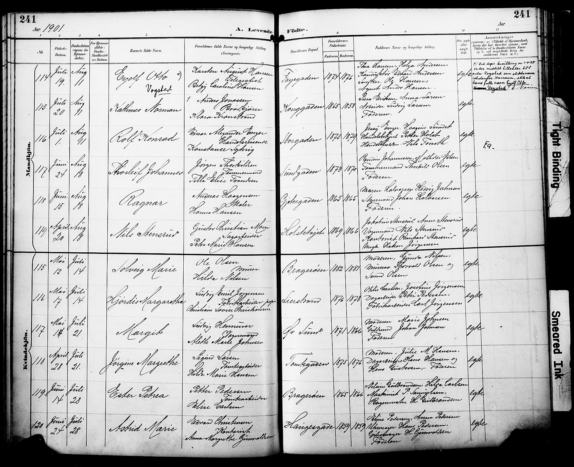 Bragernes kirkebøker, AV/SAKO-A-6/F/Fb/L0008: Ministerialbok nr. II 8, 1894-1902, s. 241