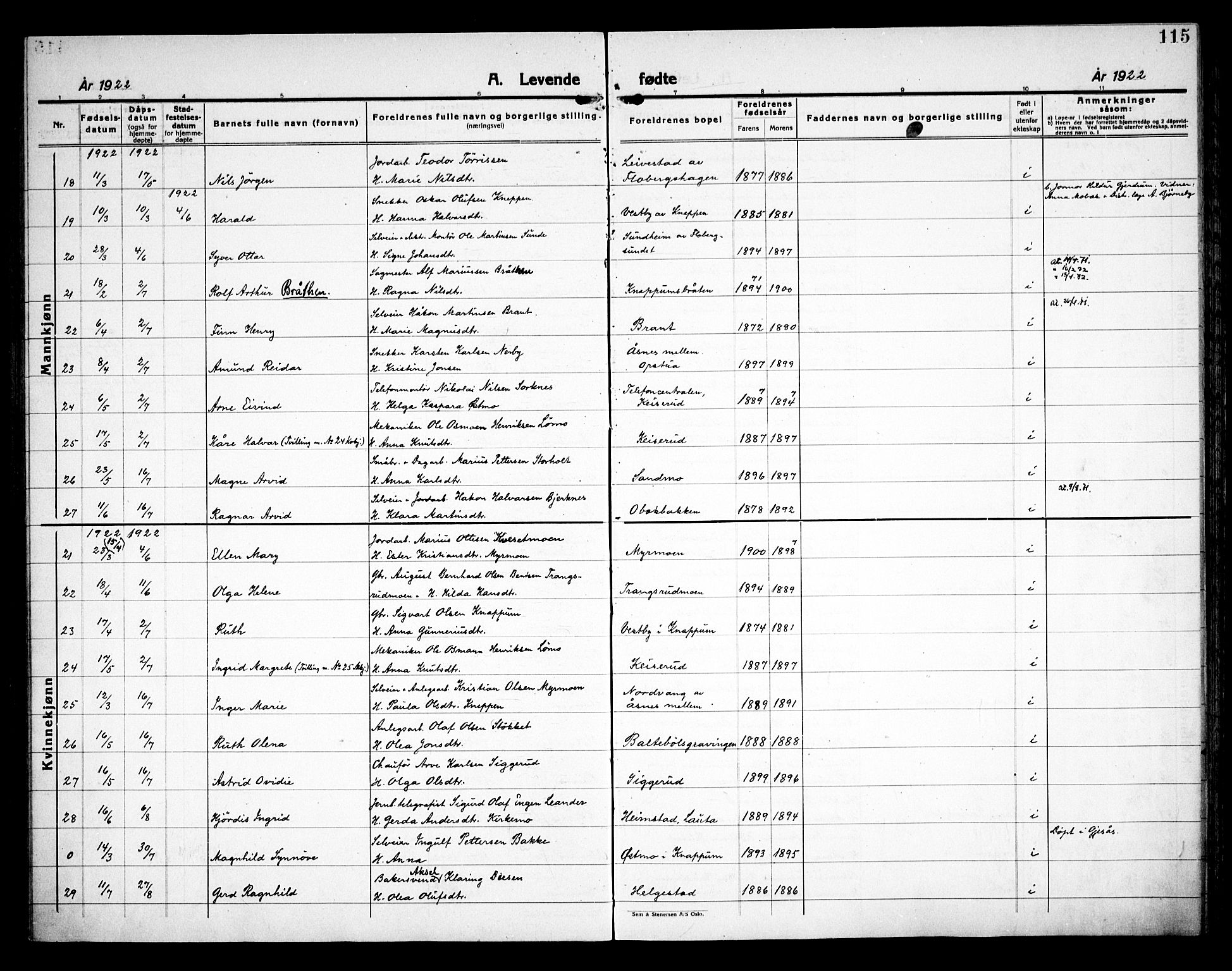 Åsnes prestekontor, AV/SAH-PREST-042/H/Ha/Haa/L0000C: Ministerialbok nr. 0A, 1890-1929, s. 115