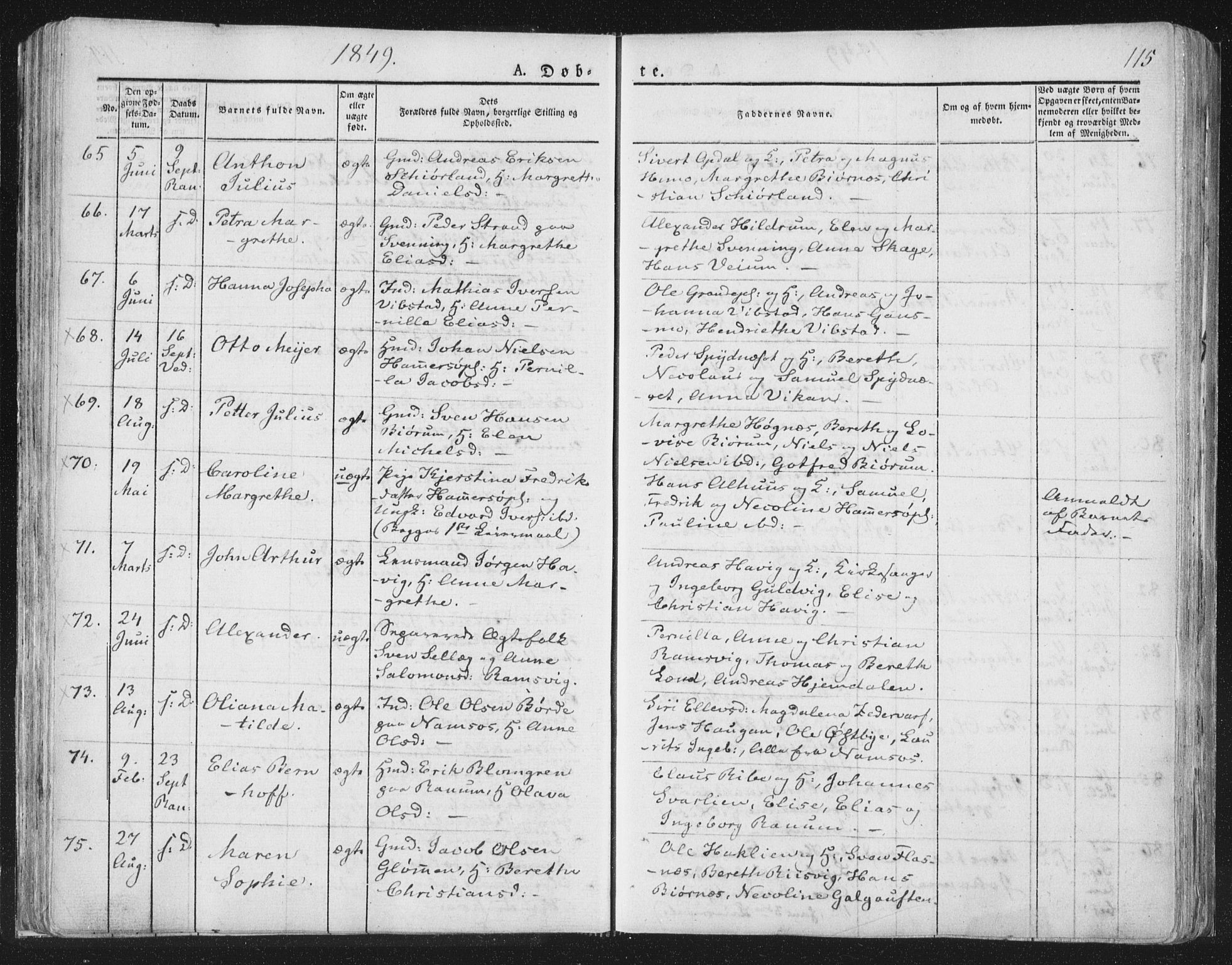 Ministerialprotokoller, klokkerbøker og fødselsregistre - Nord-Trøndelag, SAT/A-1458/764/L0551: Ministerialbok nr. 764A07a, 1824-1864, s. 115