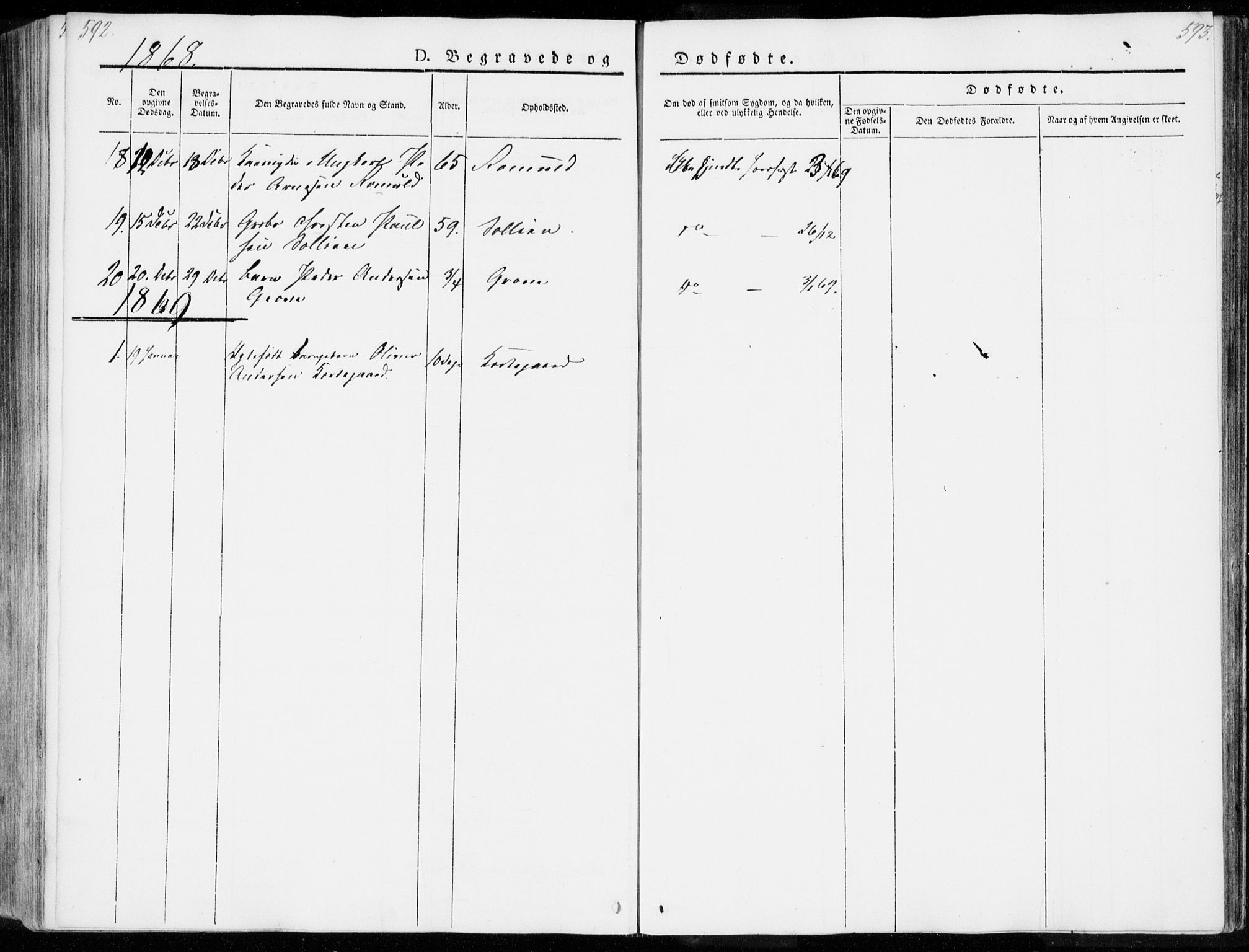 Ministerialprotokoller, klokkerbøker og fødselsregistre - Møre og Romsdal, AV/SAT-A-1454/557/L0680: Ministerialbok nr. 557A02, 1843-1869, s. 592-593