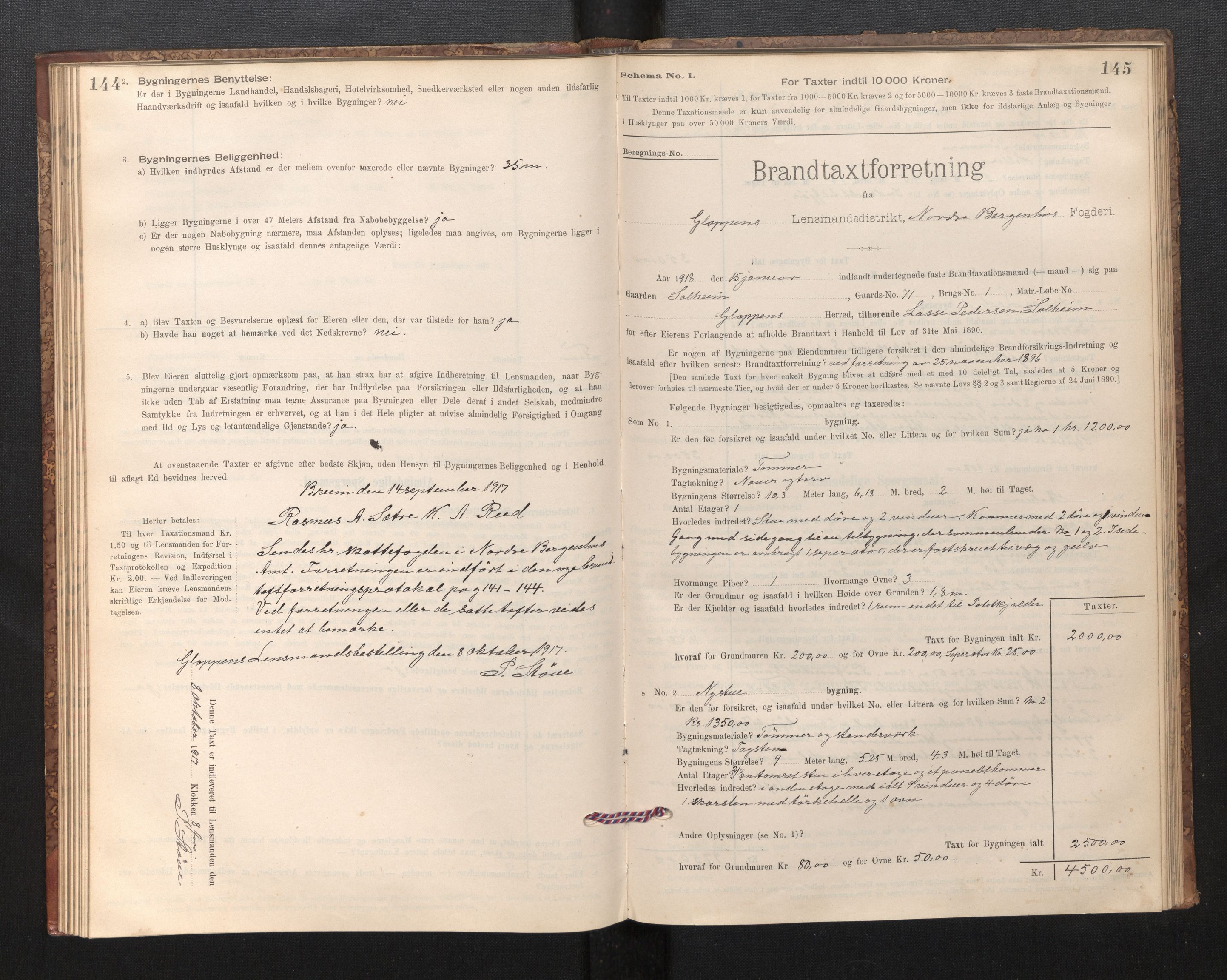 Lensmannen i Gloppen og Breim, SAB/A-27801/0012/L0003: Branntakstprotokoll, skjematakst, 1894-1931, s. 144-145