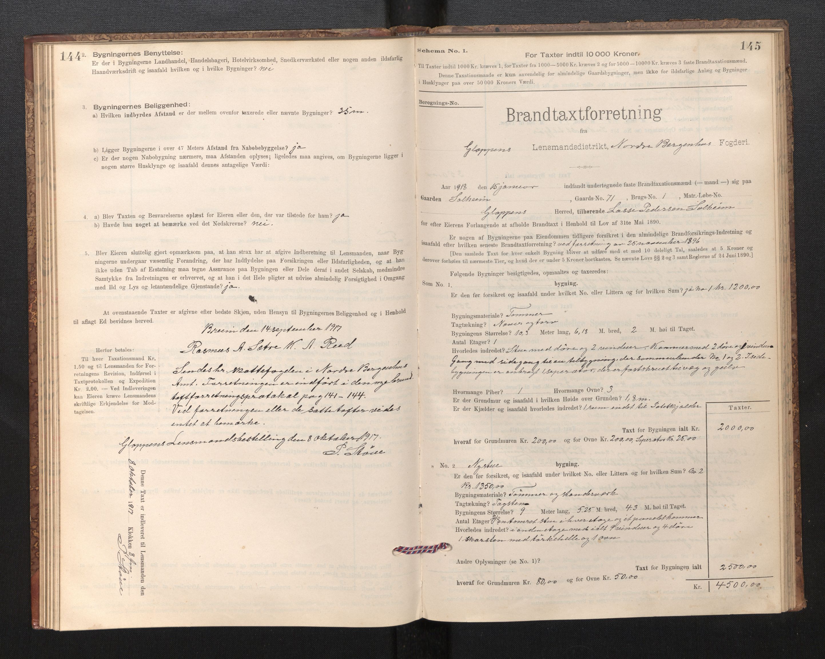 Lensmannen i Gloppen og Breim, AV/SAB-A-27801/0012/L0003: Branntakstprotokoll, skjematakst, 1894-1931, s. 144-145