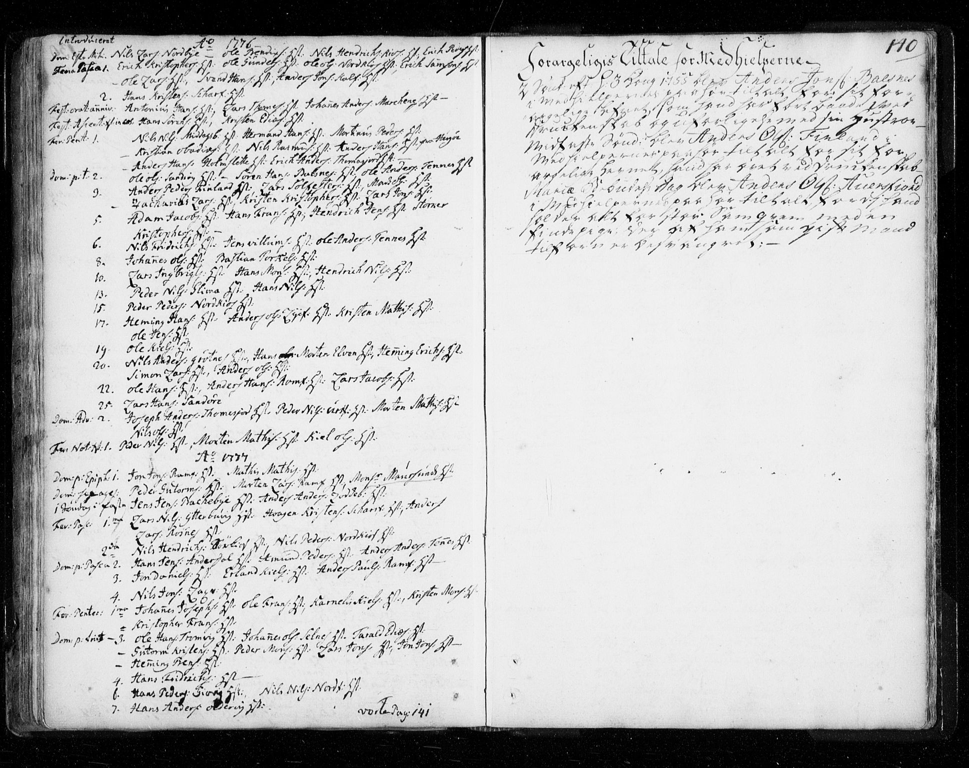 Tromsø sokneprestkontor/stiftsprosti/domprosti, AV/SATØ-S-1343/G/Ga/L0002kirke: Ministerialbok nr. 2, 1753-1778, s. 140