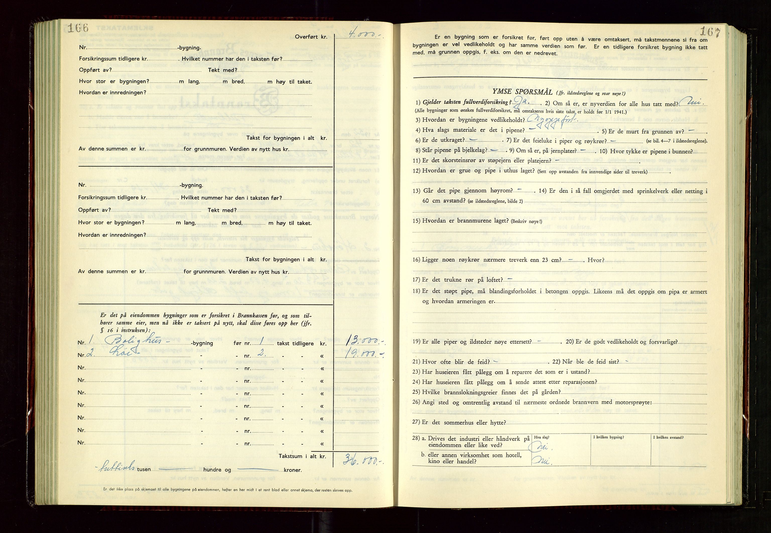 Hetland lensmannskontor, AV/SAST-A-100101/Gob/L0008: "Branntakstprotokoll", 1949-1953, s. 166-167