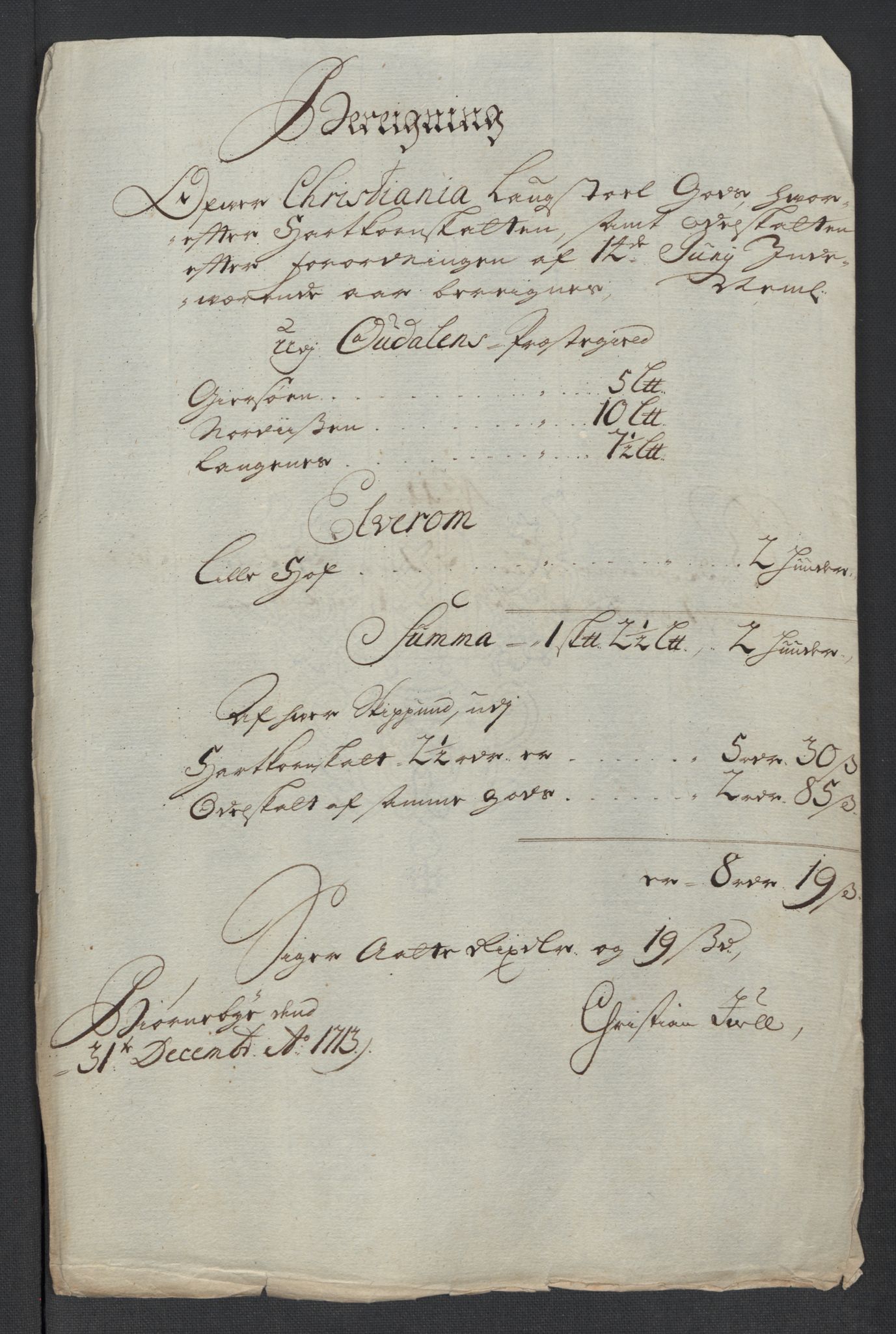 Rentekammeret inntil 1814, Reviderte regnskaper, Fogderegnskap, RA/EA-4092/R13/L0850: Fogderegnskap Solør, Odal og Østerdal, 1713, s. 205
