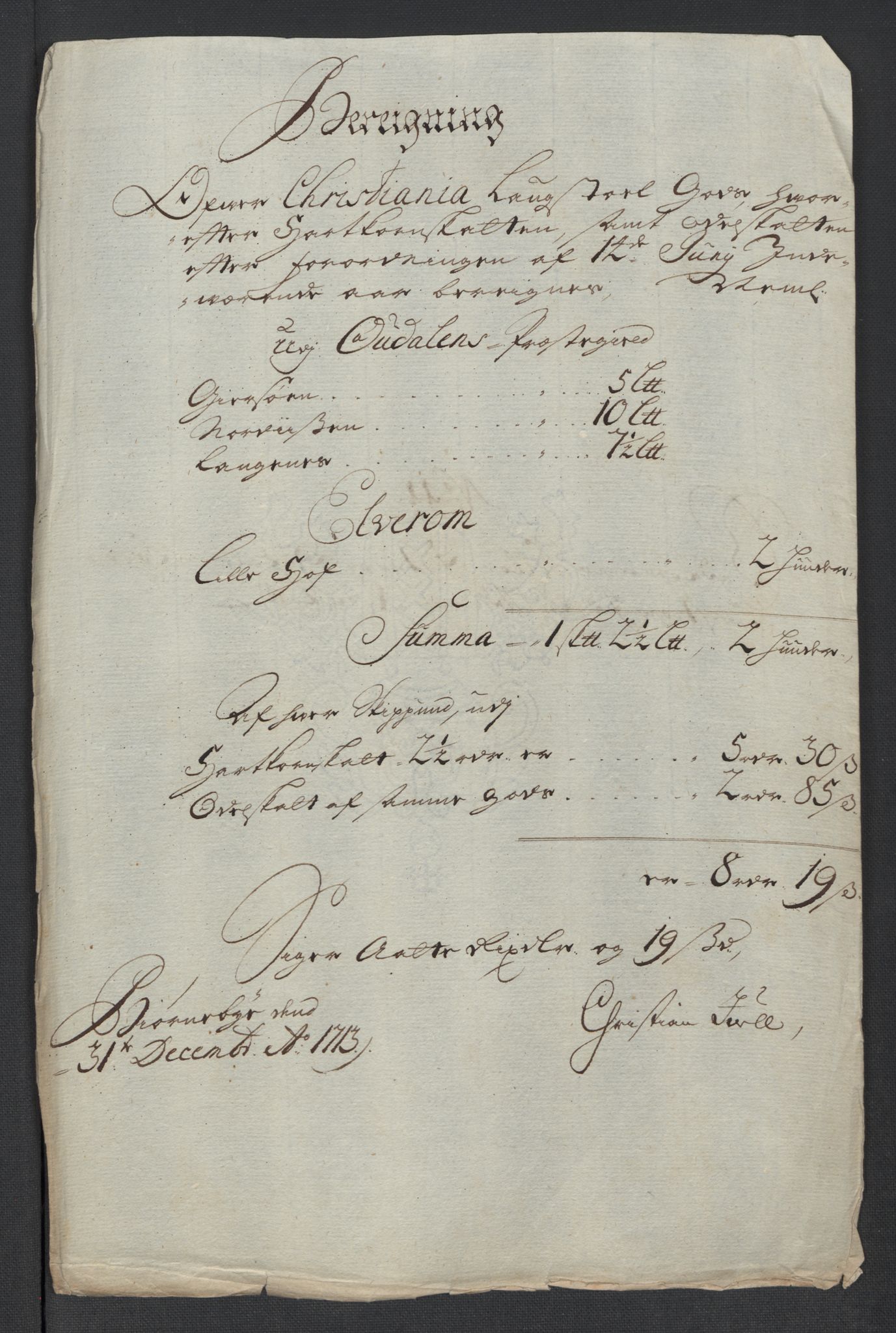 Rentekammeret inntil 1814, Reviderte regnskaper, Fogderegnskap, AV/RA-EA-4092/R13/L0850: Fogderegnskap Solør, Odal og Østerdal, 1713, s. 205