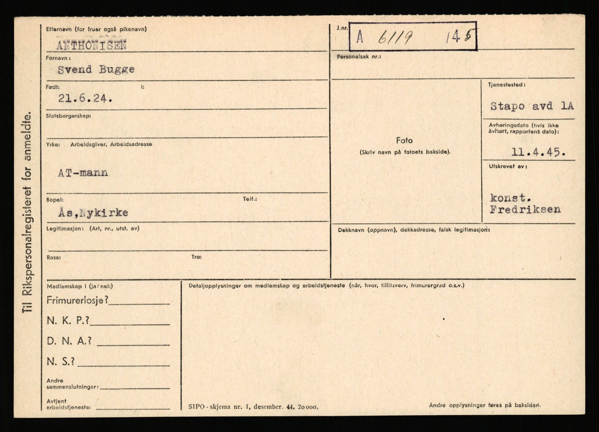 Statspolitiet - Hovedkontoret / Osloavdelingen, AV/RA-S-1329/C/Ca/L0001: Aabakken - Armann, 1943-1945, s. 4638