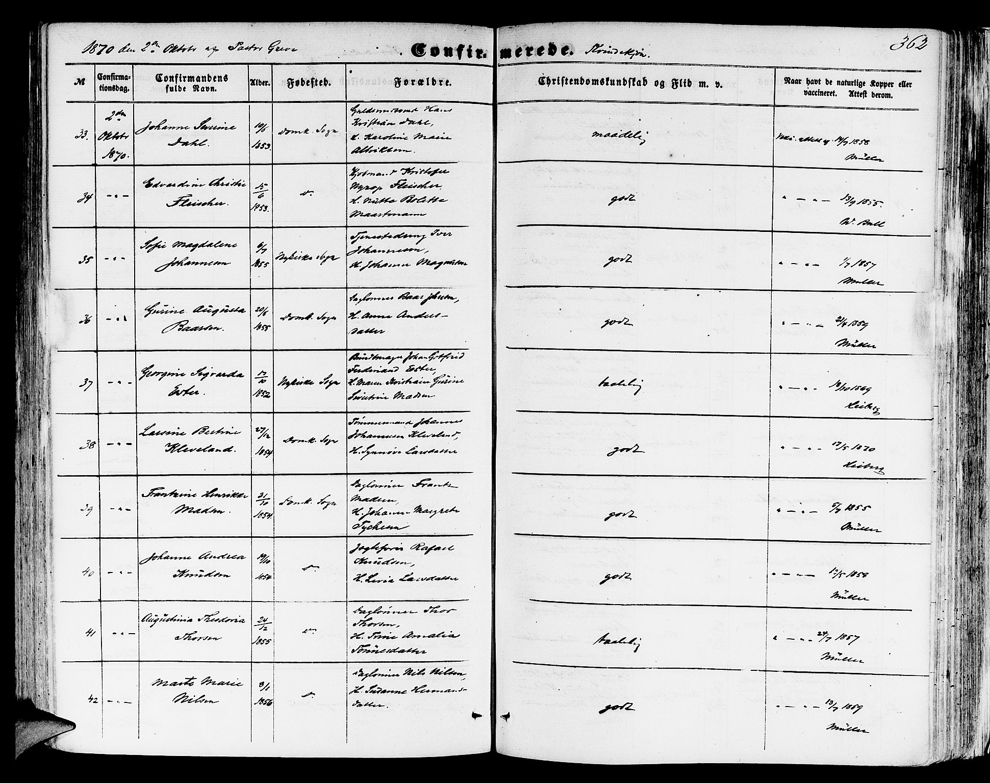 Domkirken sokneprestembete, SAB/A-74801/H/Hab/L0023: Klokkerbok nr. C 3, 1854-1880, s. 362