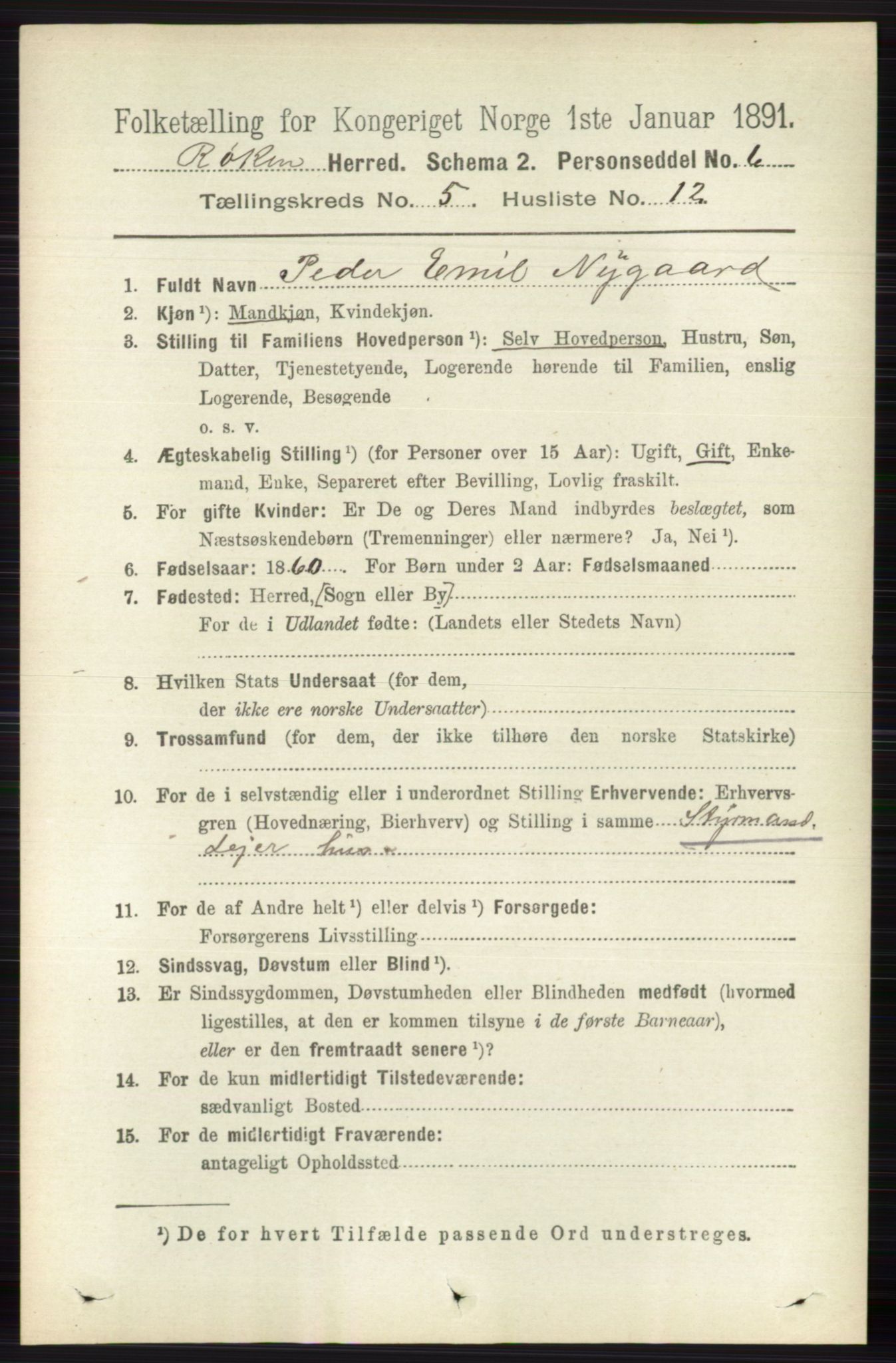 RA, Folketelling 1891 for 0627 Røyken herred, 1891, s. 2952