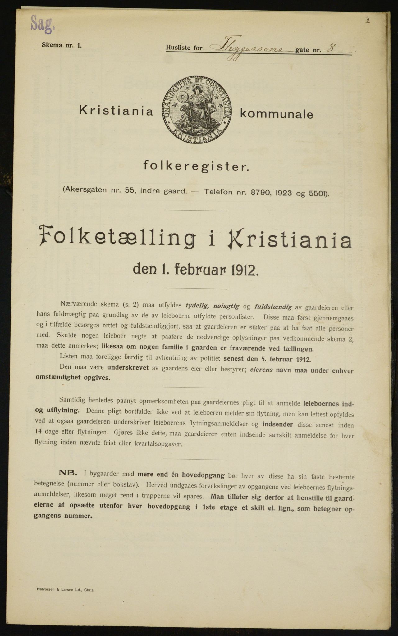 OBA, Kommunal folketelling 1.2.1912 for Kristiania, 1912, s. 111357