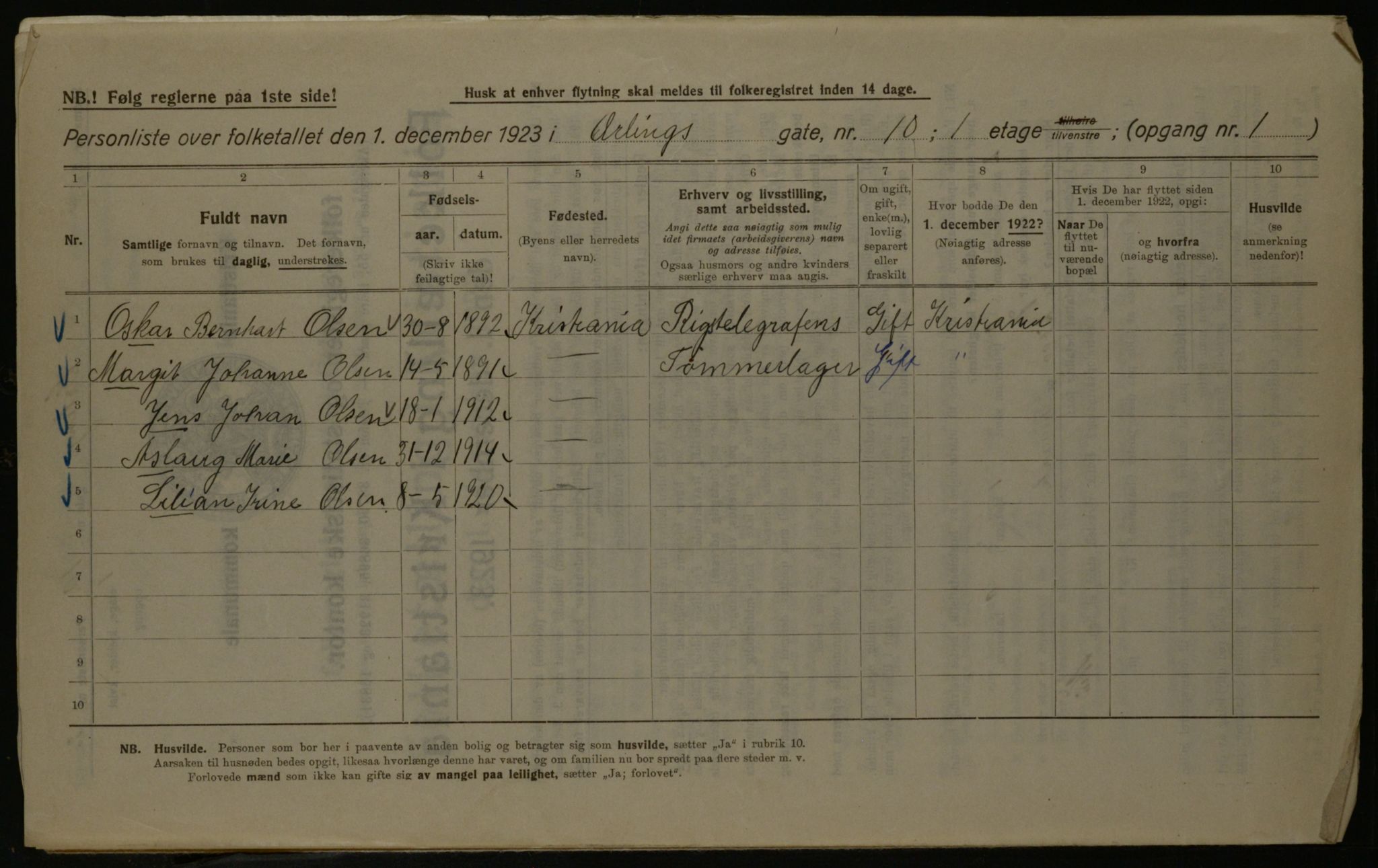 OBA, Kommunal folketelling 1.12.1923 for Kristiania, 1923, s. 24779