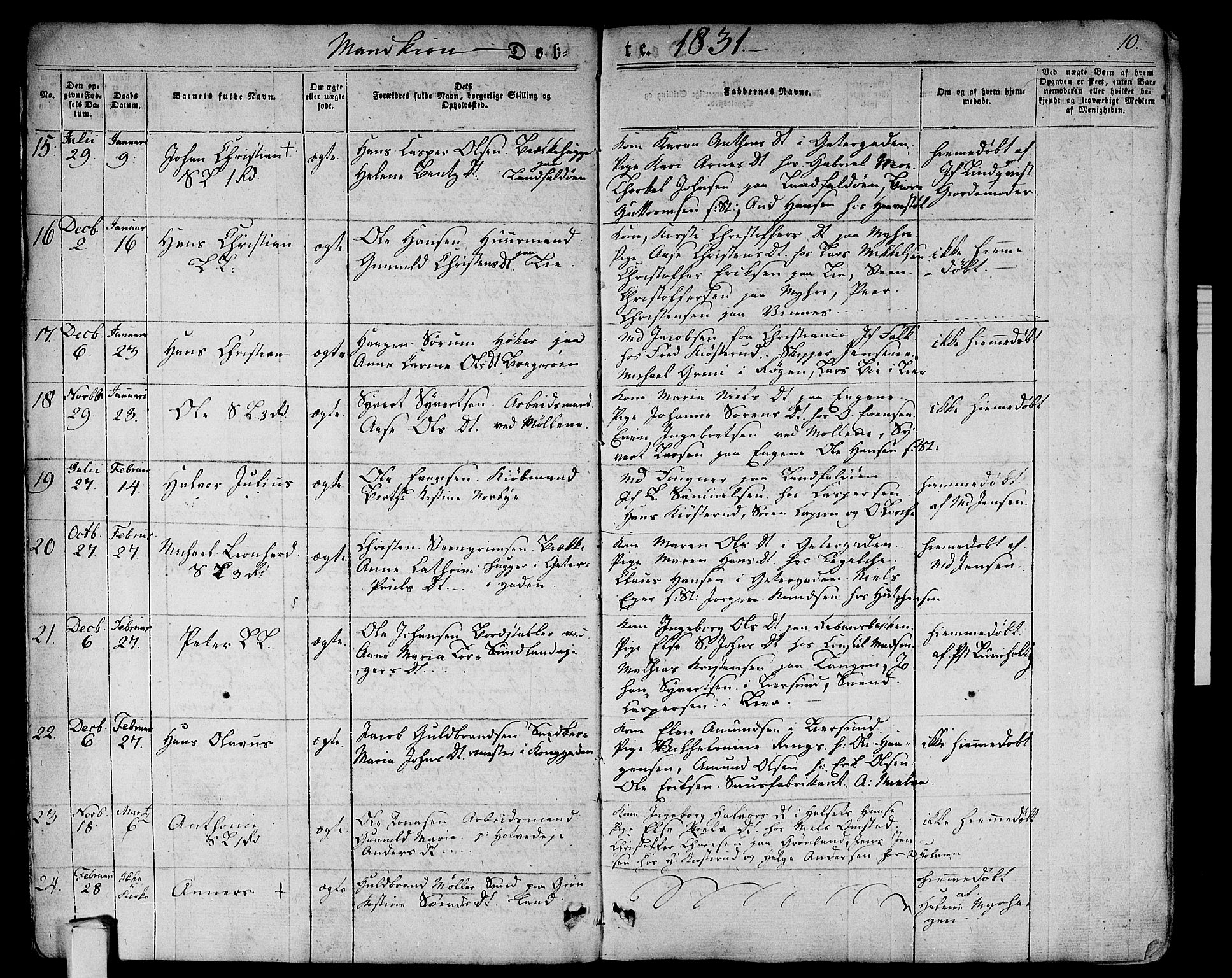 Bragernes kirkebøker, AV/SAKO-A-6/F/Fb/L0001: Ministerialbok nr. II 1, 1830-1847, s. 10