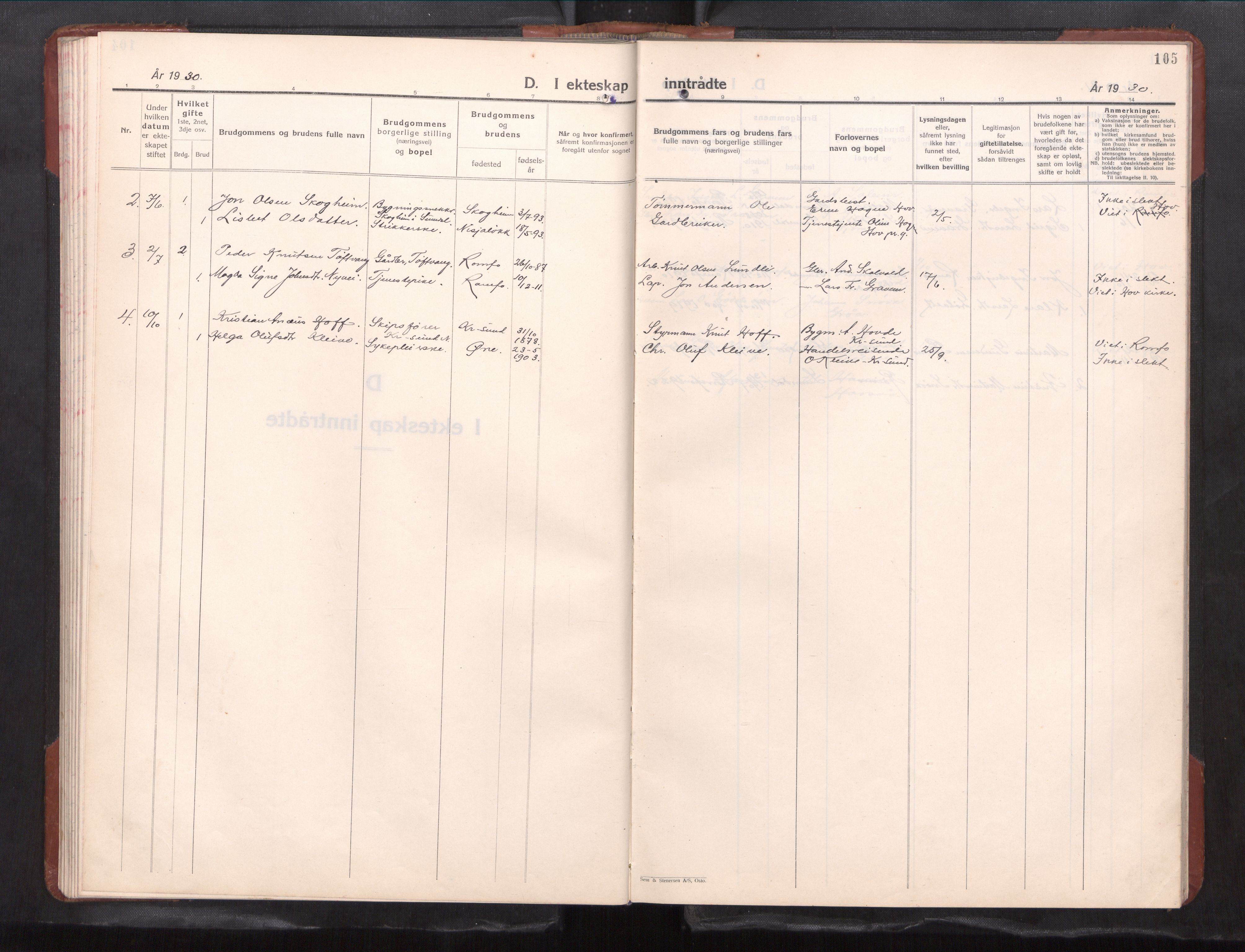 Ministerialprotokoller, klokkerbøker og fødselsregistre - Møre og Romsdal, AV/SAT-A-1454/591/L1021: Klokkerbok nr. 591---, 1930-1971, s. 105