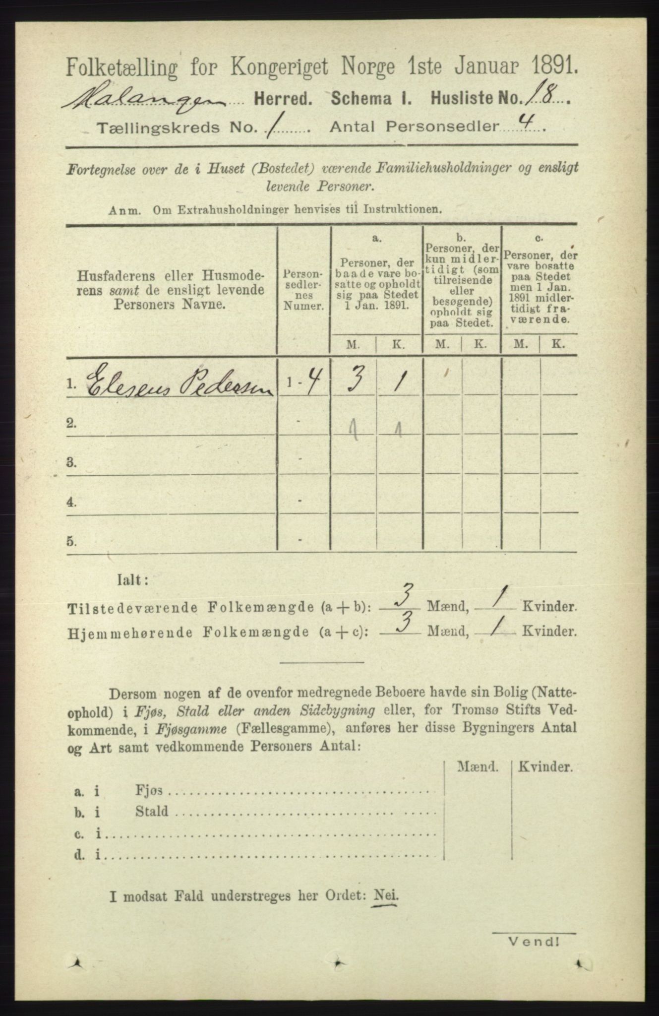 RA, Folketelling 1891 for 1932 Malangen herred, 1891, s. 33