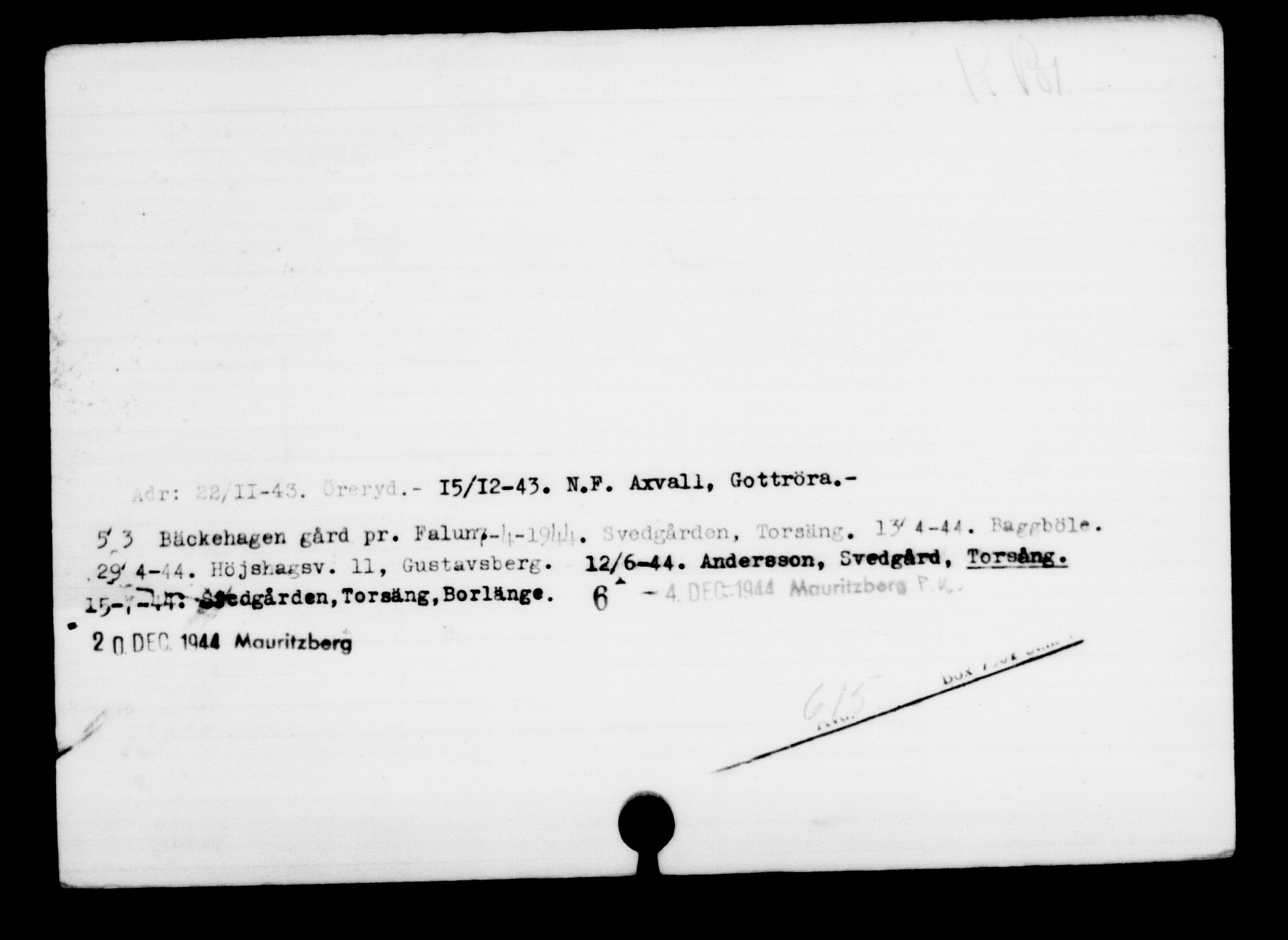 Utenriksstasjonene, Legasjonen i Stockholm, Flyktningkontoret, AV/RA-S-6753/V/Va/L0001: Kjesäterkartoteket, flyktninger med registreringsnr. 1-1000, 1940-1945, s. 957
