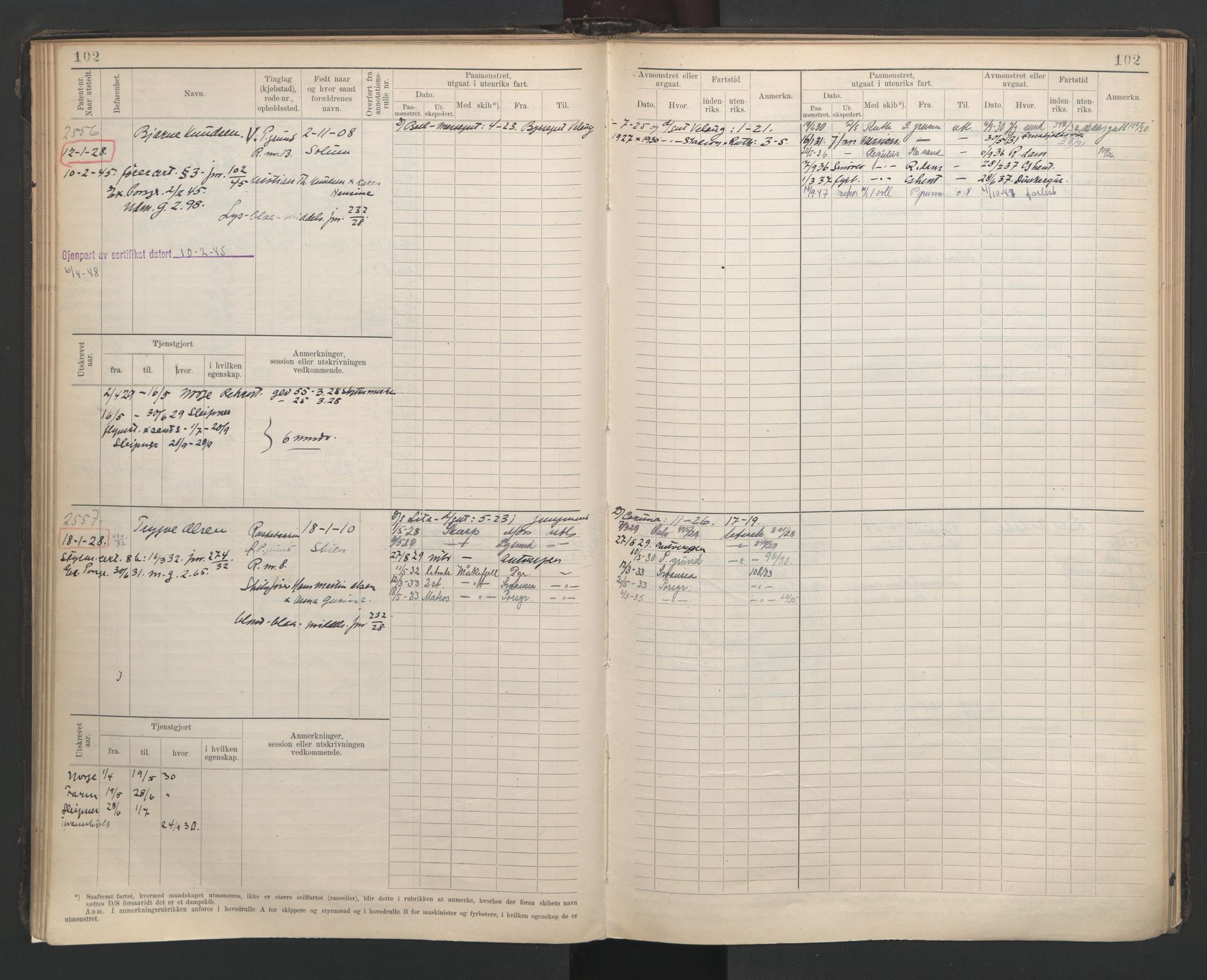 Porsgrunn innrulleringskontor, SAKO/A-829/F/Fb/L0007: Annotasjonsrulle, 1926-1948, s. 102