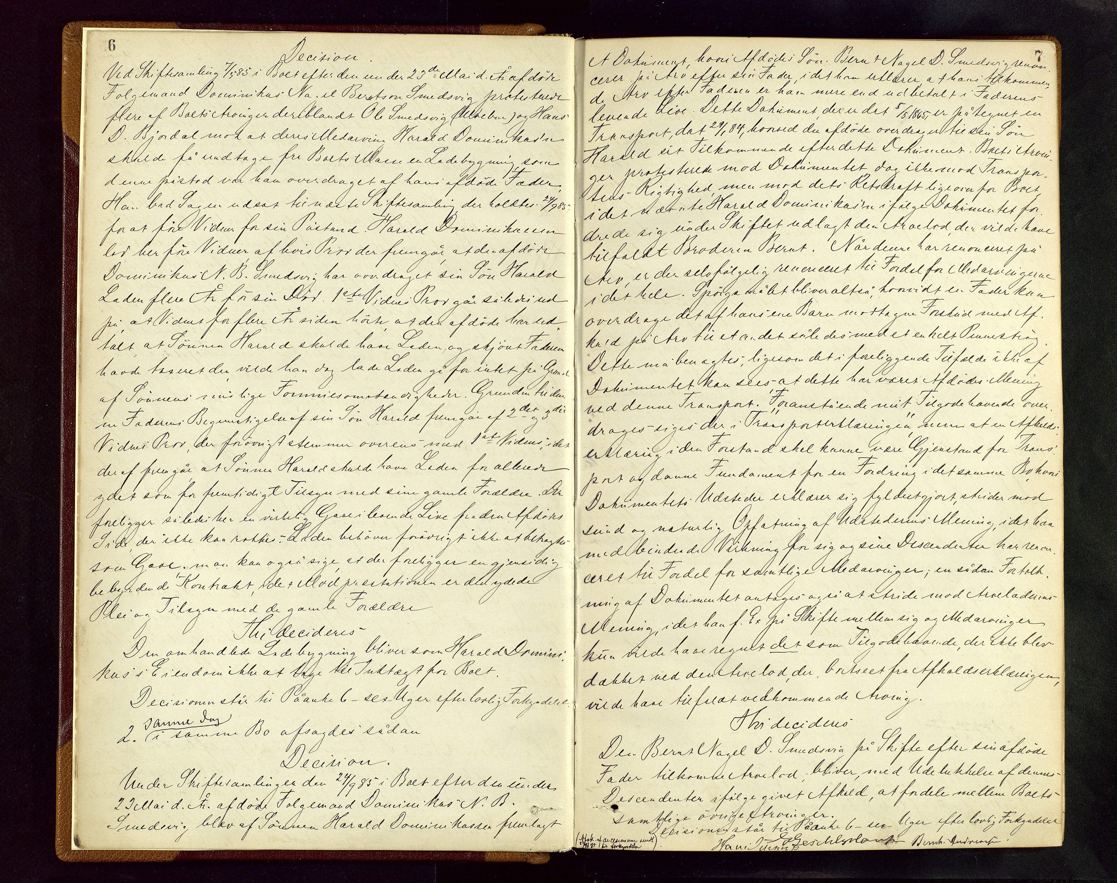 Ryfylke tingrett, AV/SAST-A-100055/001/IV/IVF/L0005: Skifteforhandlingsprotokoll A 5, 1885-1892, s. 6-7