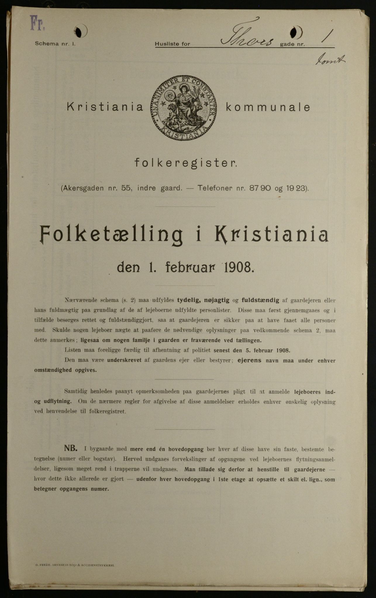 OBA, Kommunal folketelling 1.2.1908 for Kristiania kjøpstad, 1908, s. 102872