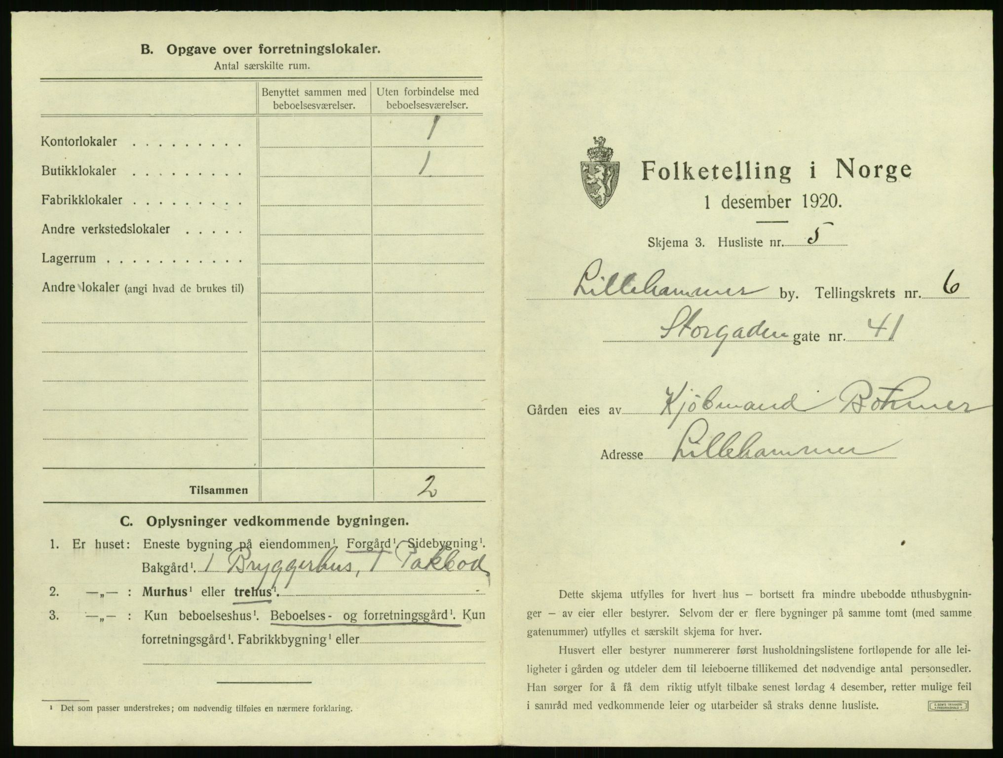 SAH, Folketelling 1920 for 0501 Lillehammer kjøpstad, 1920, s. 622
