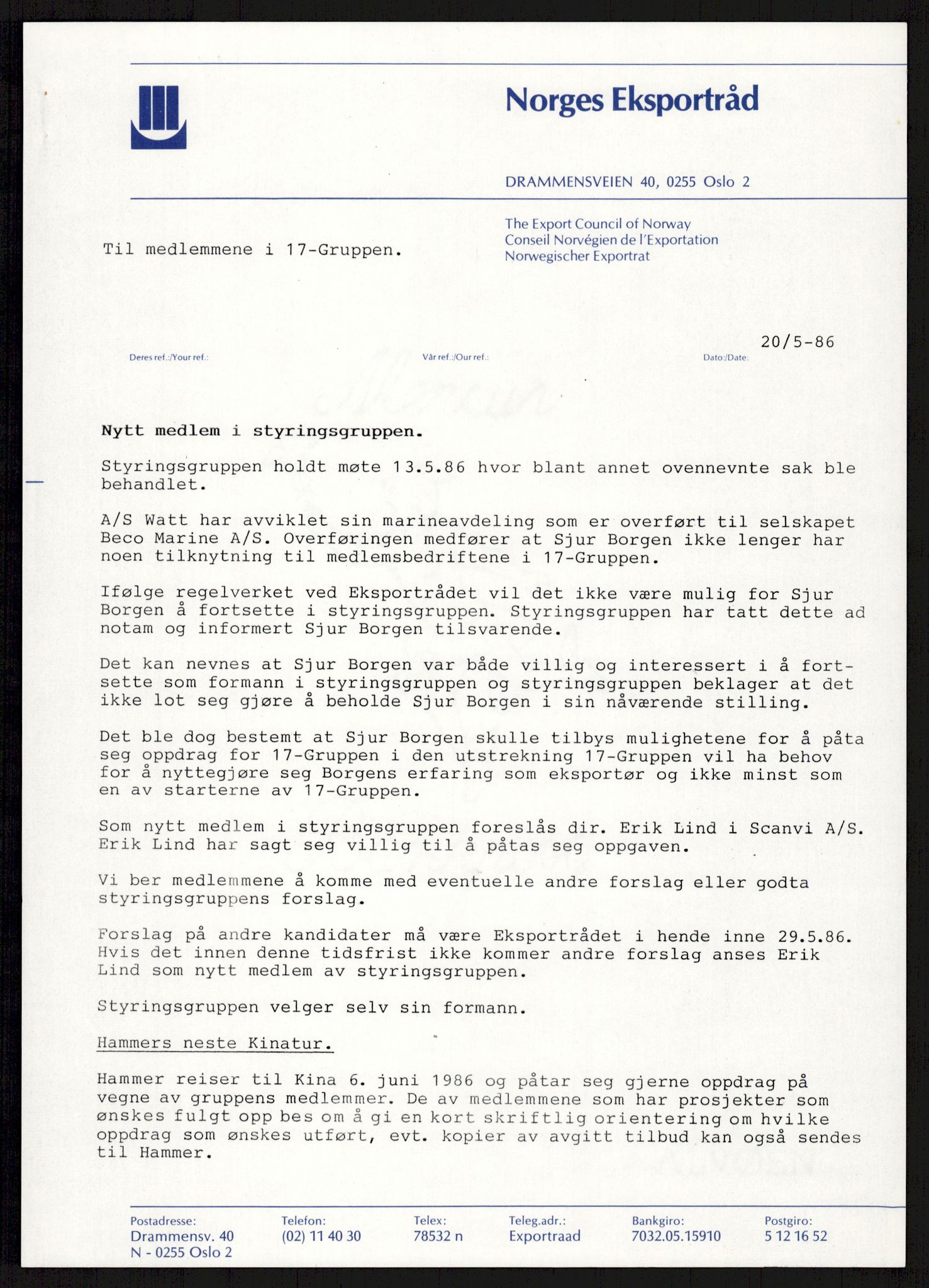 "17-Gruppen Kina", AV/RA-PA-1688/A/L0001: Møtereferater, 1979-1986, s. 281