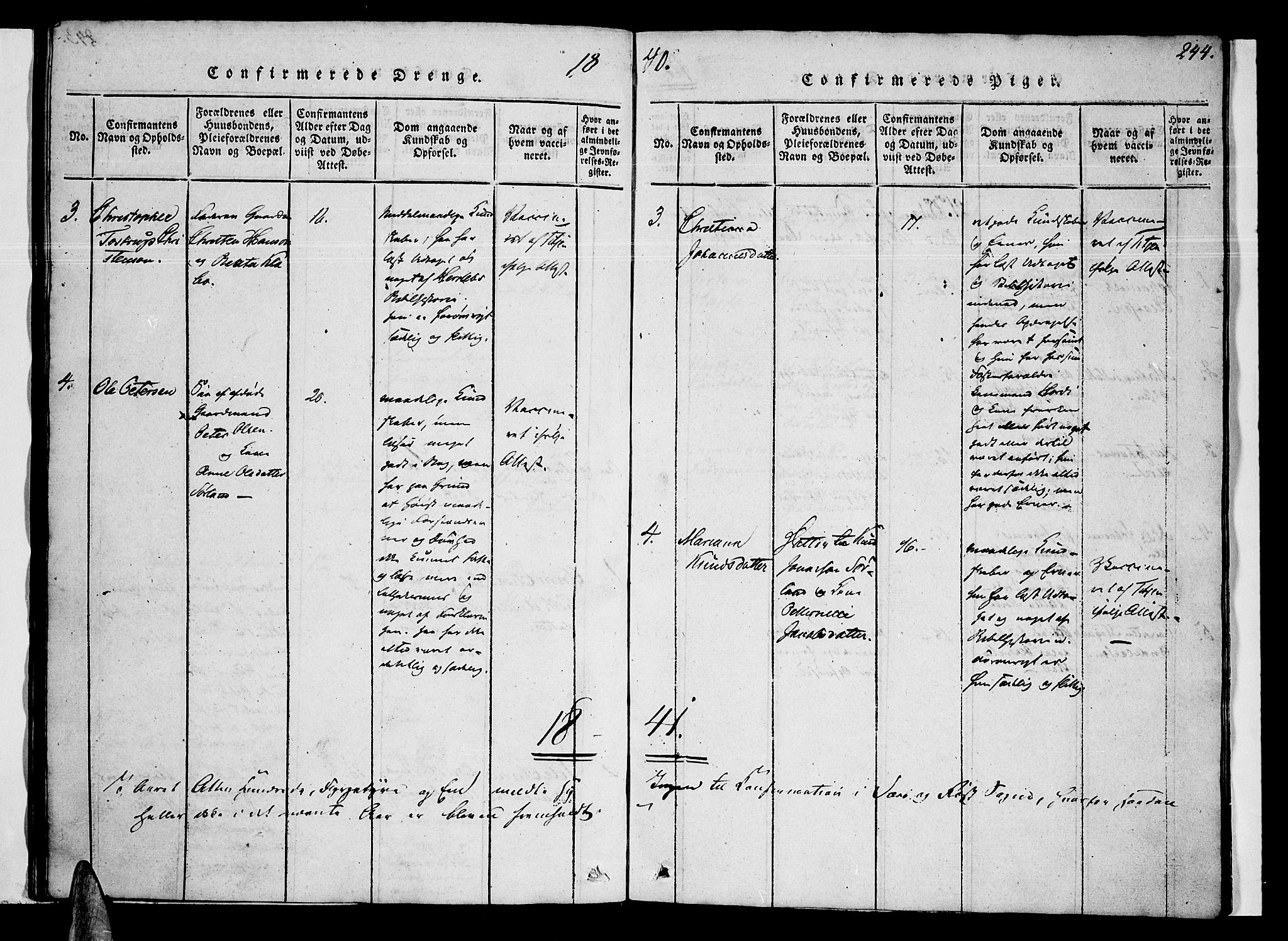 Ministerialprotokoller, klokkerbøker og fødselsregistre - Nordland, SAT/A-1459/807/L0120: Ministerialbok nr. 807A03, 1821-1848, s. 244