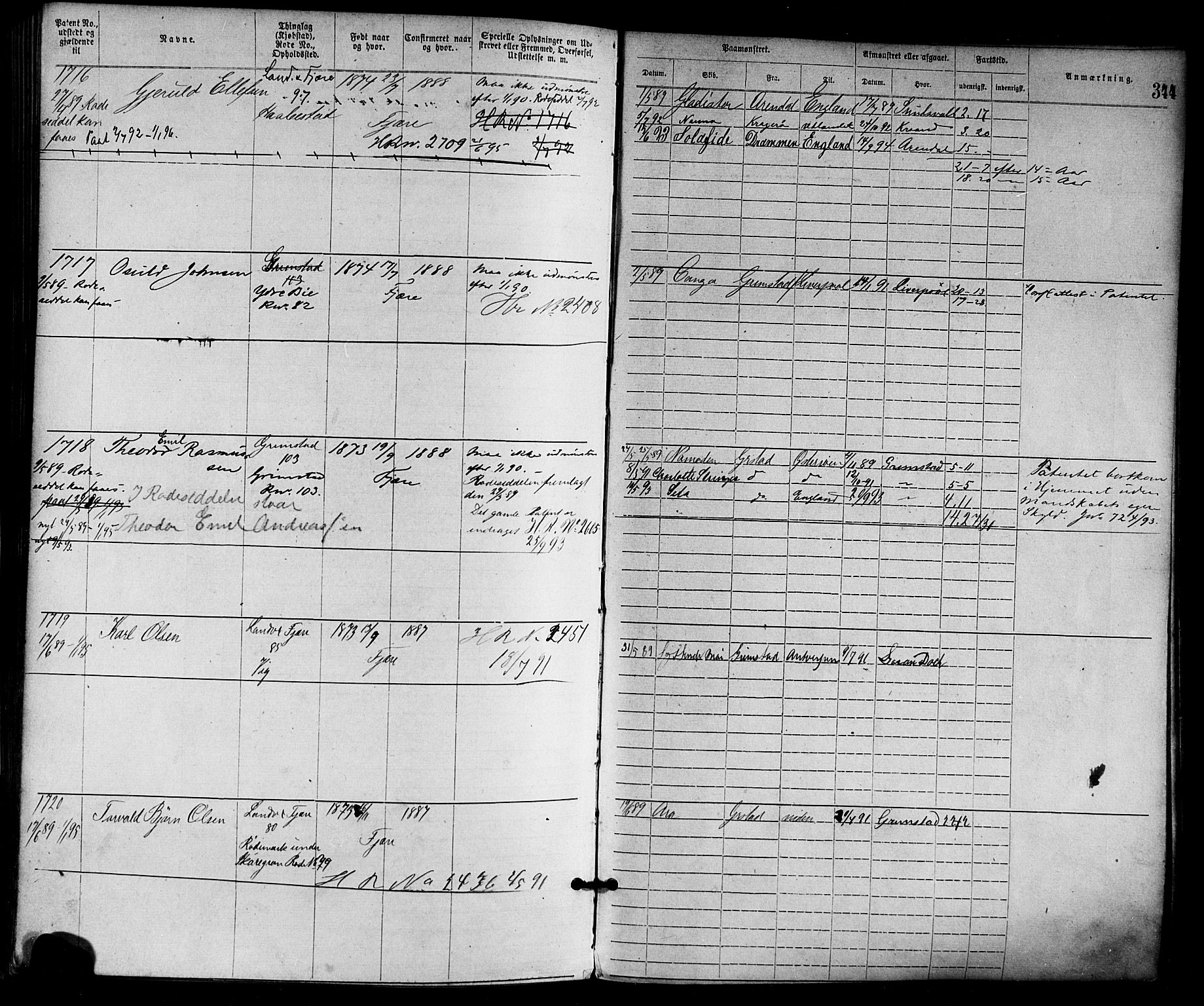 Grimstad mønstringskrets, AV/SAK-2031-0013/F/Fa/L0001: Annotasjonsrulle nr 1-1920 med register, F-1, 1870-1892, s. 377