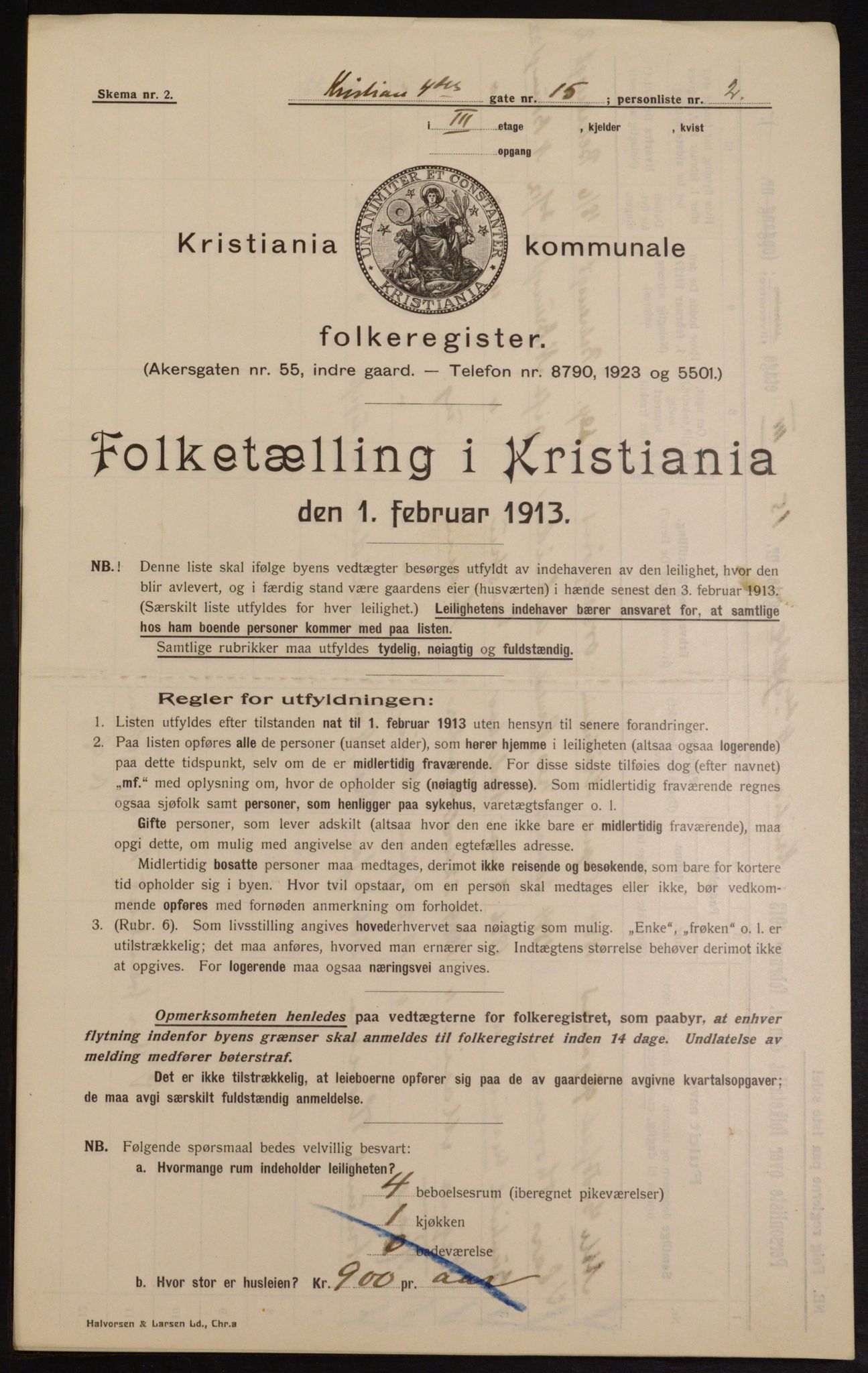 OBA, Kommunal folketelling 1.2.1913 for Kristiania, 1913, s. 53931