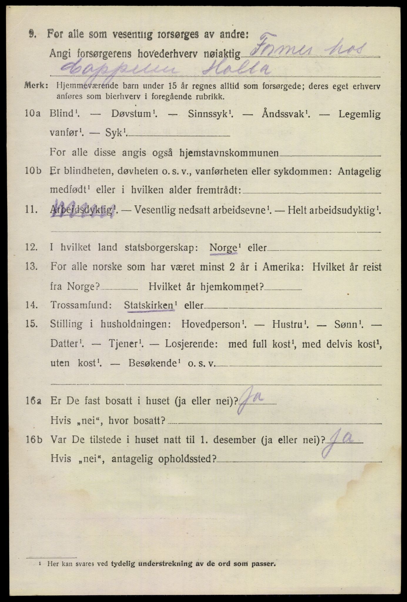 SAKO, Folketelling 1920 for 0820 Lunde herred, 1920, s. 3428