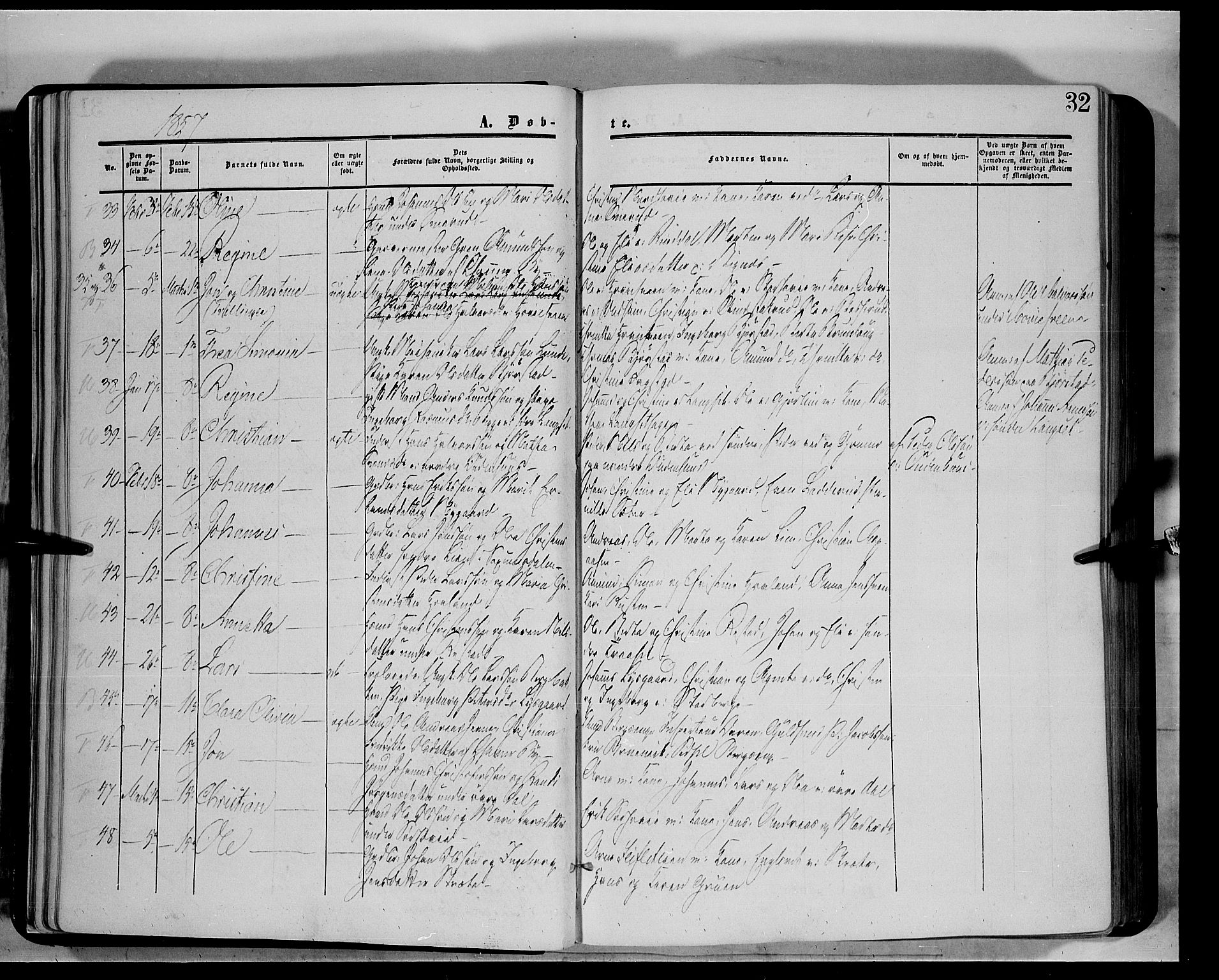 Fåberg prestekontor, AV/SAH-PREST-086/H/Ha/Haa/L0006: Ministerialbok nr. 6A, 1855-1867, s. 32