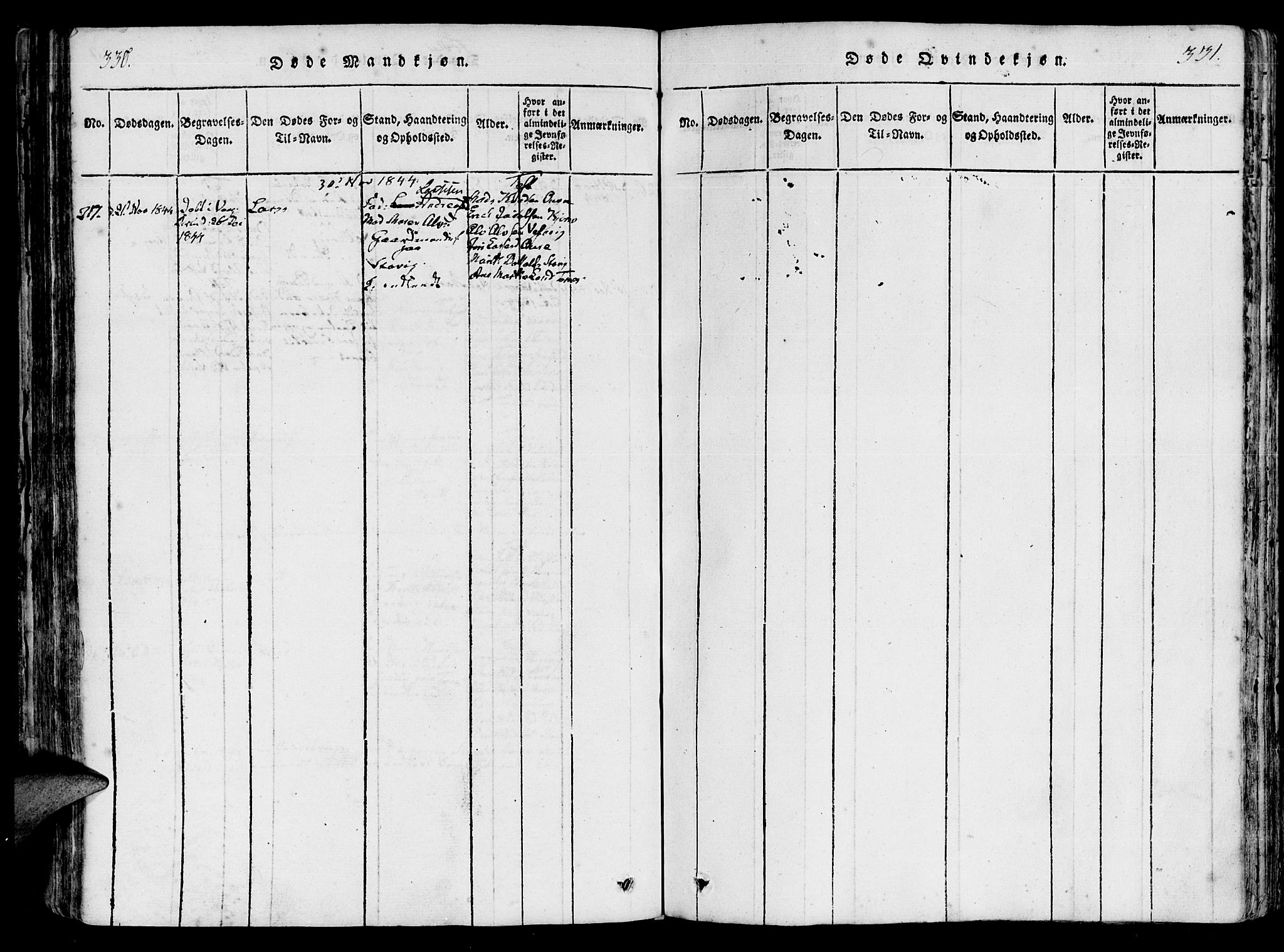 Ministerialprotokoller, klokkerbøker og fødselsregistre - Møre og Romsdal, AV/SAT-A-1454/565/L0747: Ministerialbok nr. 565A01, 1817-1844, s. 330-331