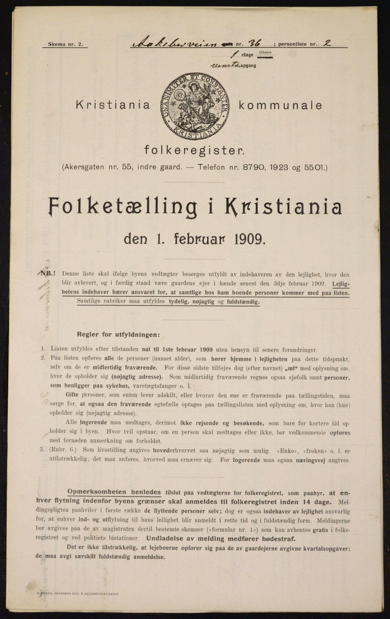 OBA, Kommunal folketelling 1.2.1909 for Kristiania kjøpstad, 1909, s. 118524